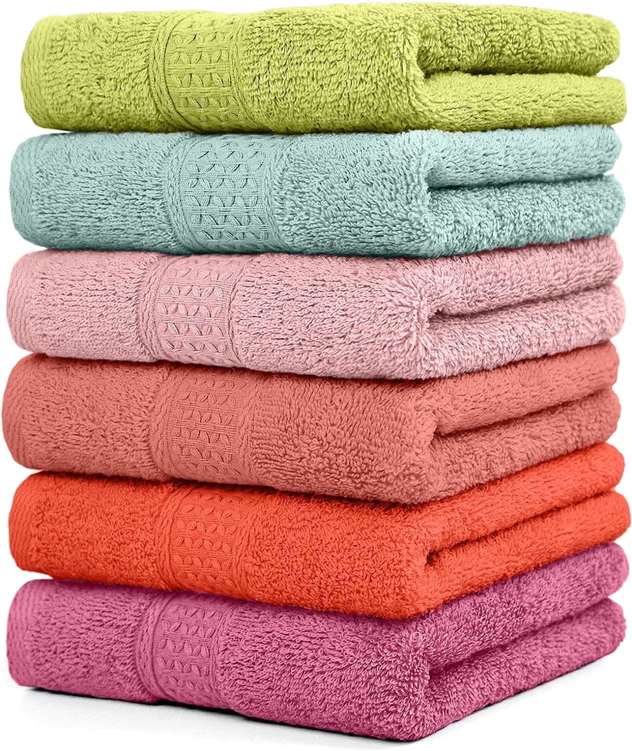Zhao.Fu Cotton Hand Towels Set, Ultra-Soft Absorbent Bathroom Towels (Pink, 6-Pack, 29 in x 13 in) mzfsf