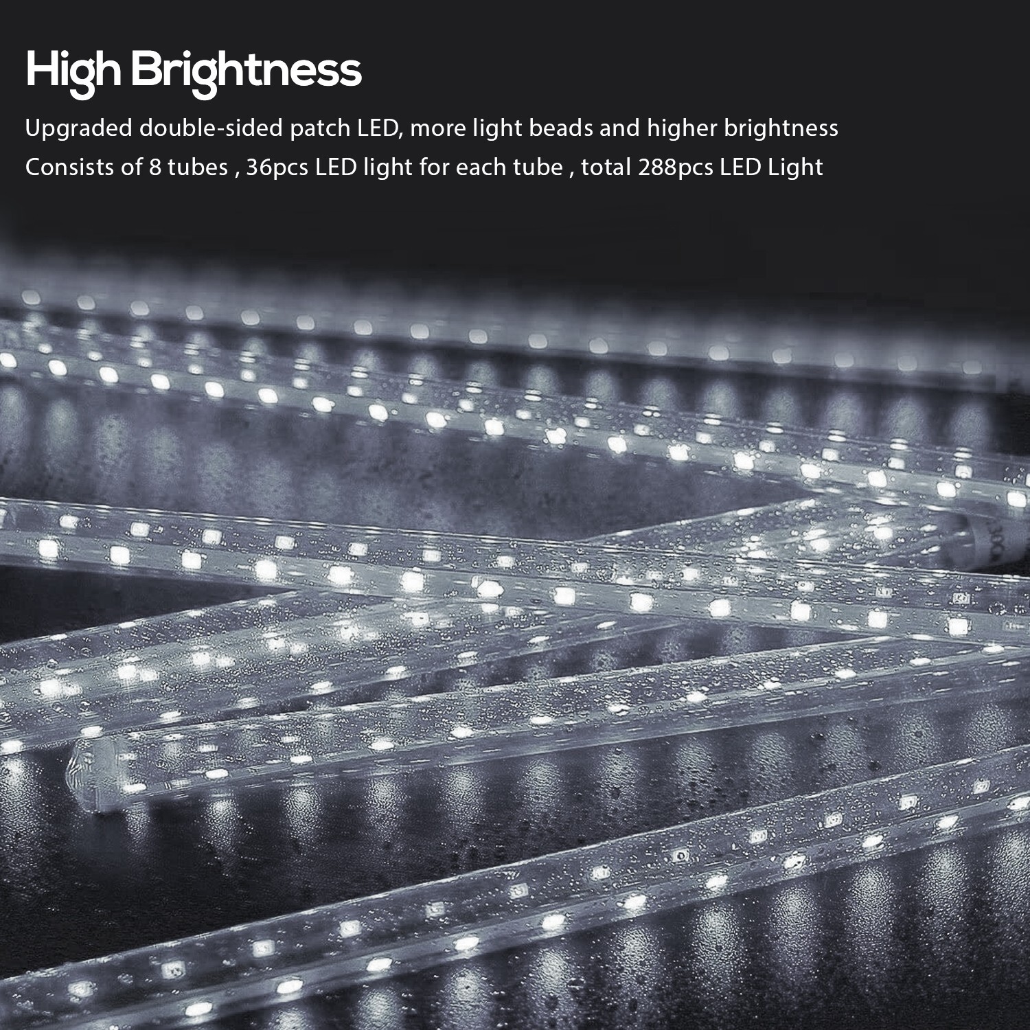 Elegant Choise Solar Meteor Rain LED String Lights Waterproof Outdoor Holiday Decor (White, 118 in) r96b7