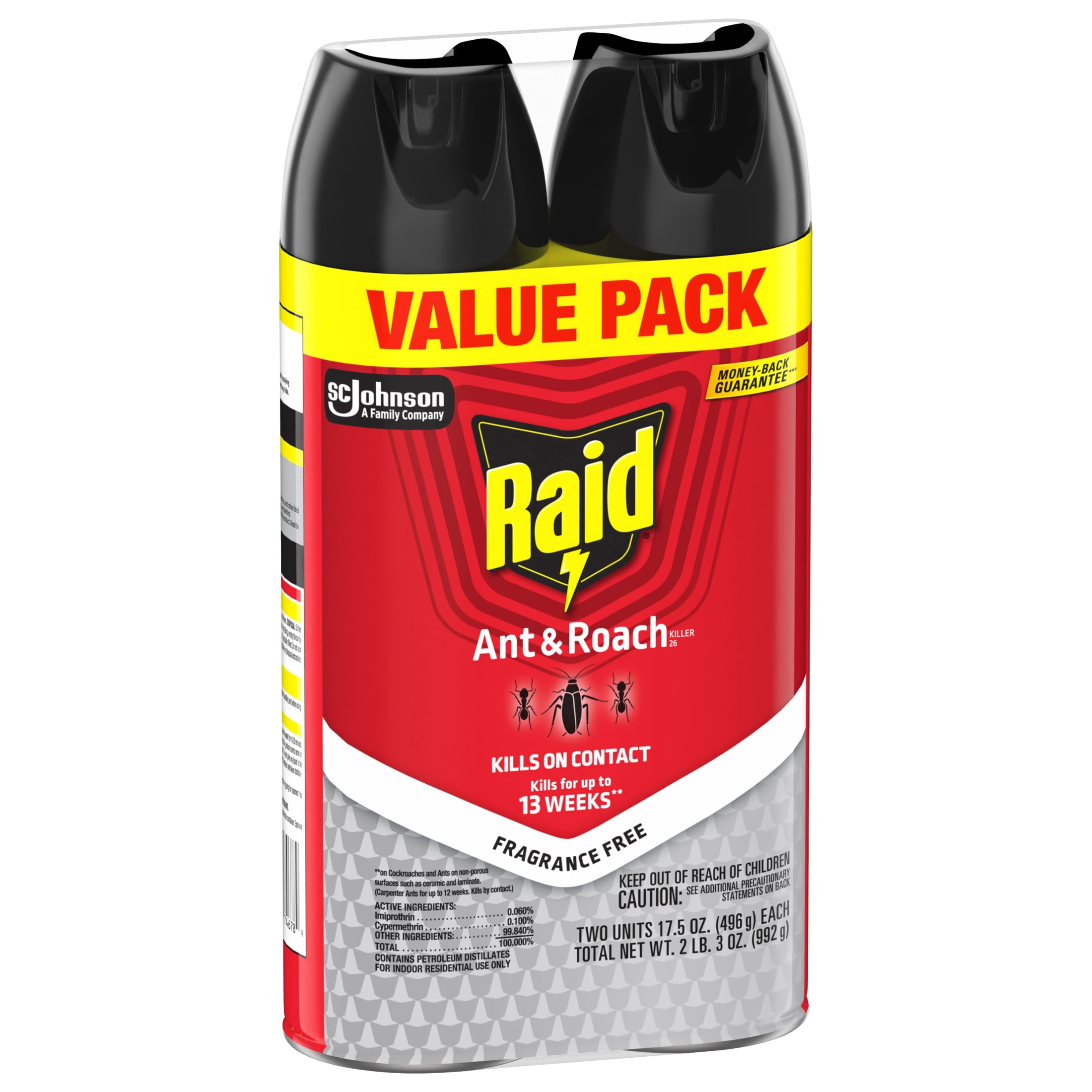 Raid Ant & Roach Killer Indoor Insecticide Spray (Fragrance Free, 35 oz, 2 Pack) jzlme