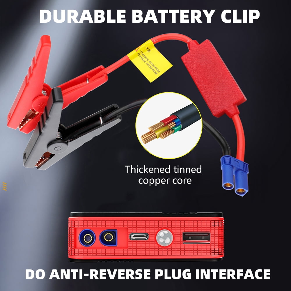 DFITO Portable Car Jump Starter, 300A Peak 12V Battery Booster Power Pack with LED Light and Wireless Charging (Black, 1.02 lb) 3tzrs