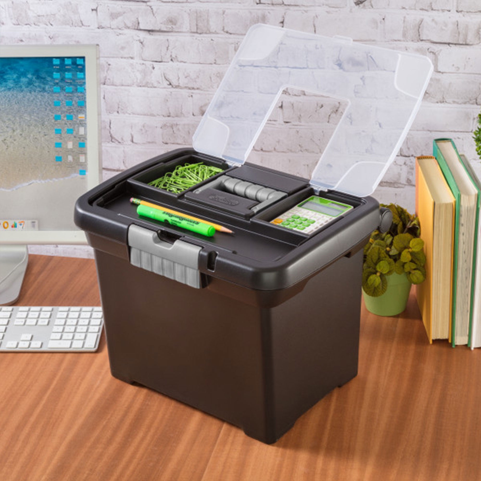 Sterilite Portable Lockable File Box with Lid Storage and Handle (Black, 4 Pack) wwfav