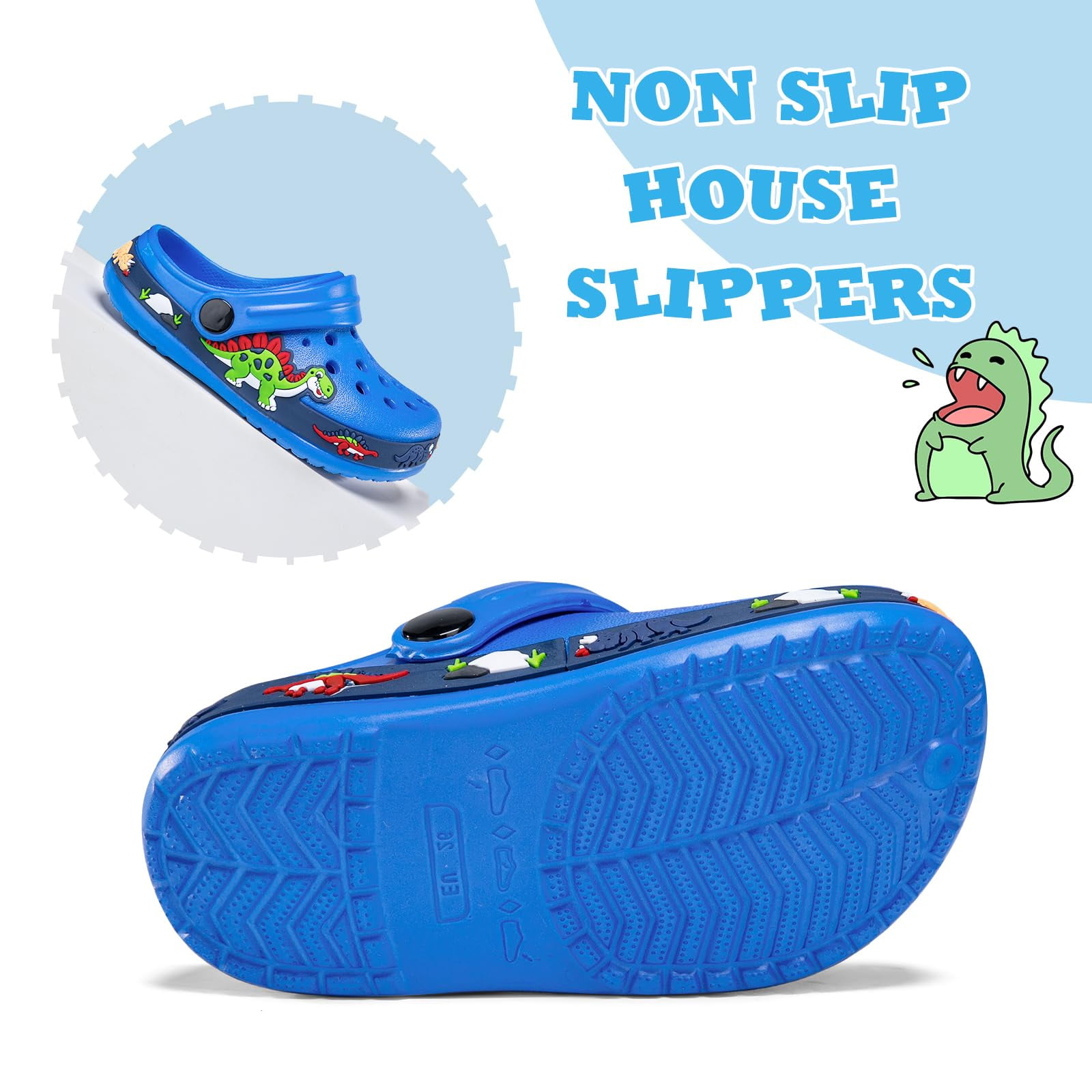 Drecage Toddler Cartoon Clogs Lightweight Garden Sandals (Blue, 6 US Toddler) std4z