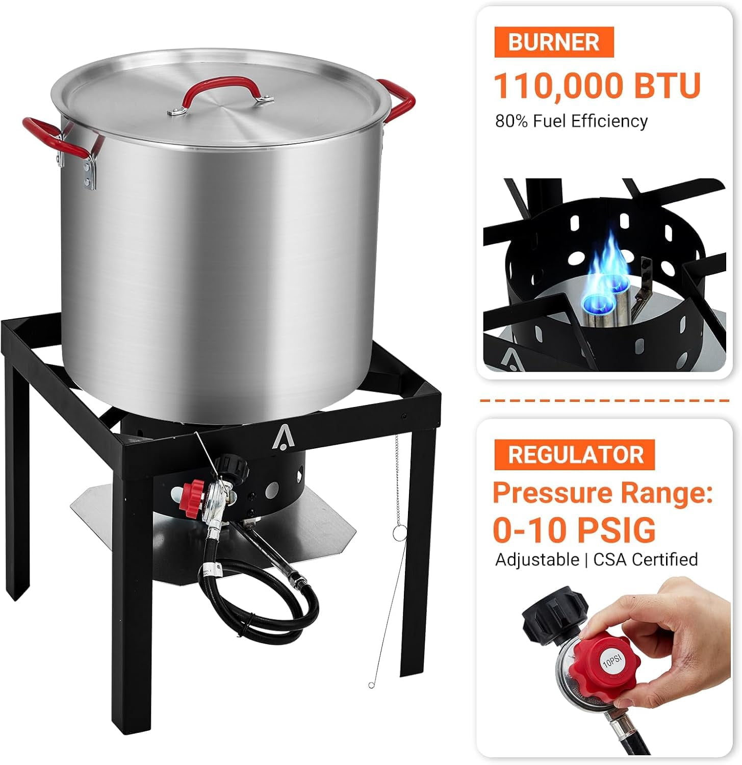 Bayou Classic 60-Quart Aluminum Seafood Boil Pot Kit with High-Pressure Propane Jet Burner and Strainer (60 Quart) s25lk