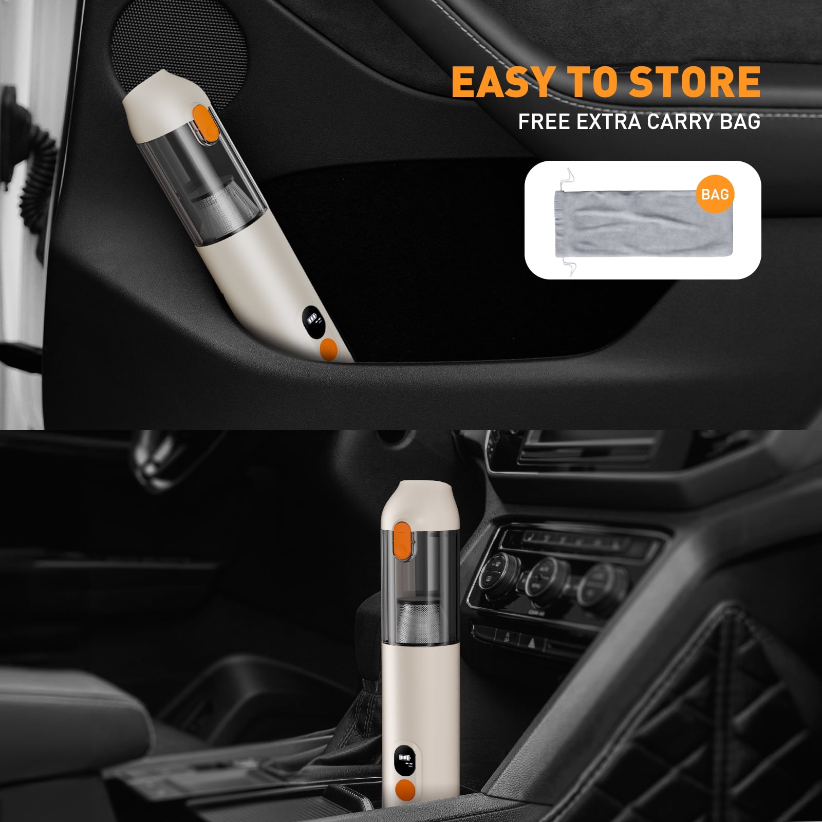 AUXITO Cordless Handheld Car Vacuum Cleaner, High Power Portable Auto Interior Detailer (White, 1 lb) 8xc1b