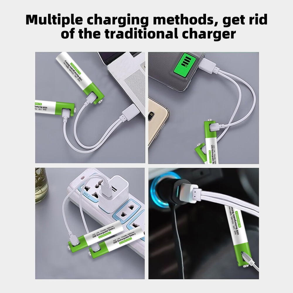 DFITO Rechargeable AAA Lithium Ion Batteries with USB-C Charging Cable (4 Pack, 1.5V) 3dnqb