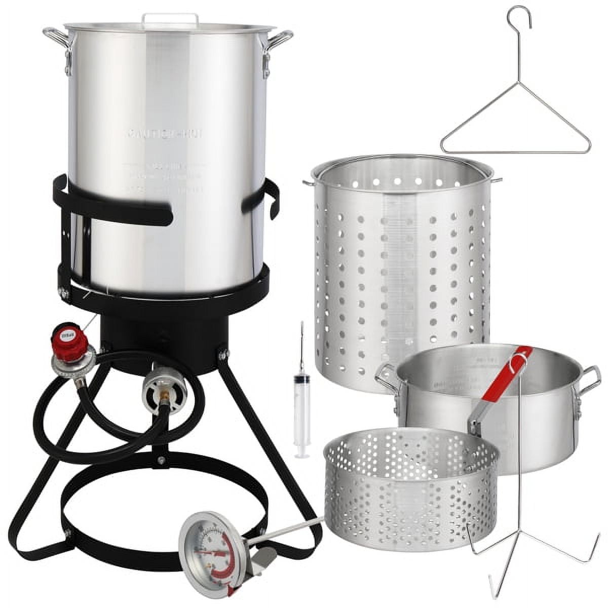 AMEEL Outdoor Gas Fryer Cooking Station with 30qt and 10qt Pots (Black, 13 in x 32 in) o1q1e