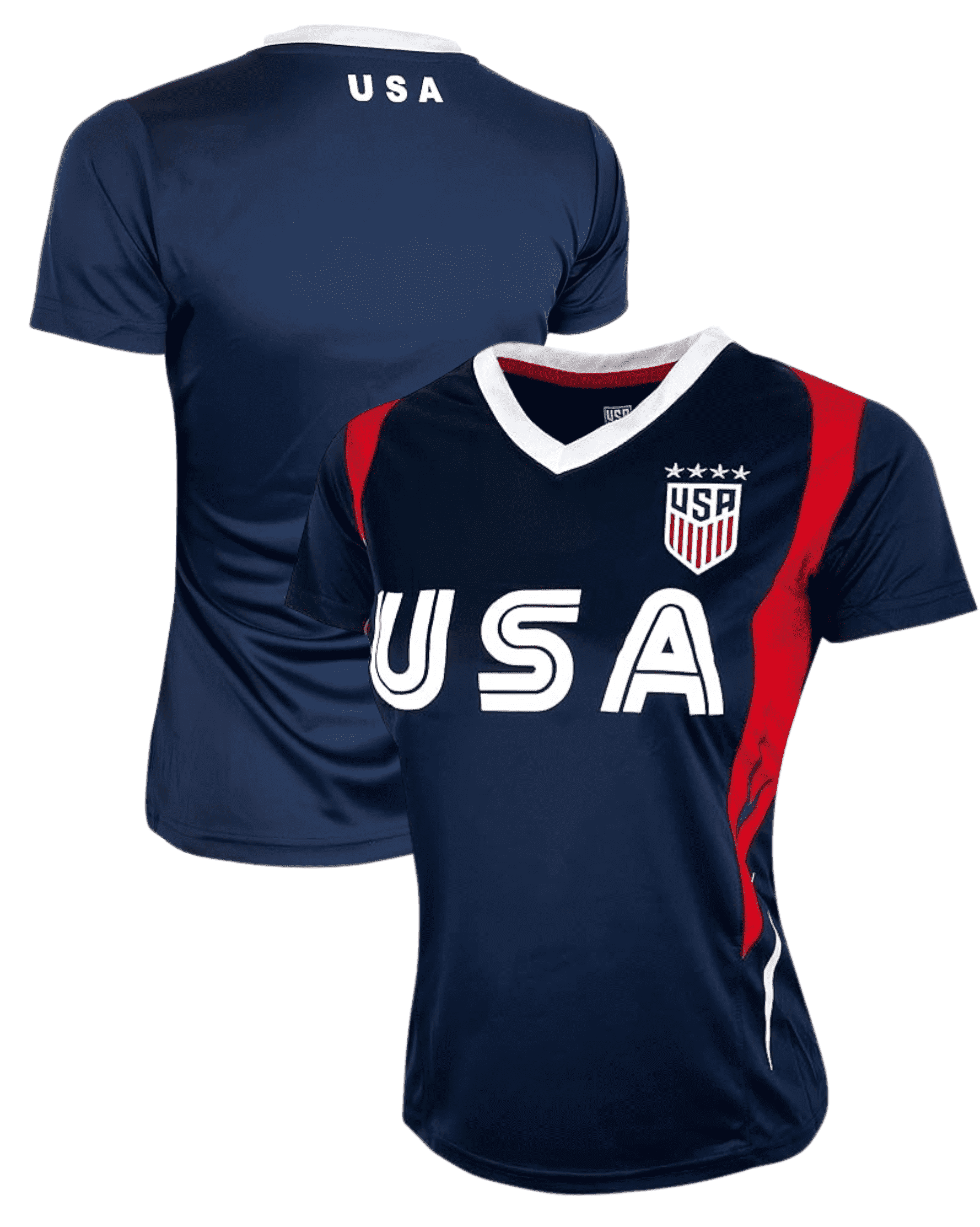 Icon Sports USWNT 4-Star Soccer Jersey (Navy, Youth Extra Small to Adult XL) owhqw