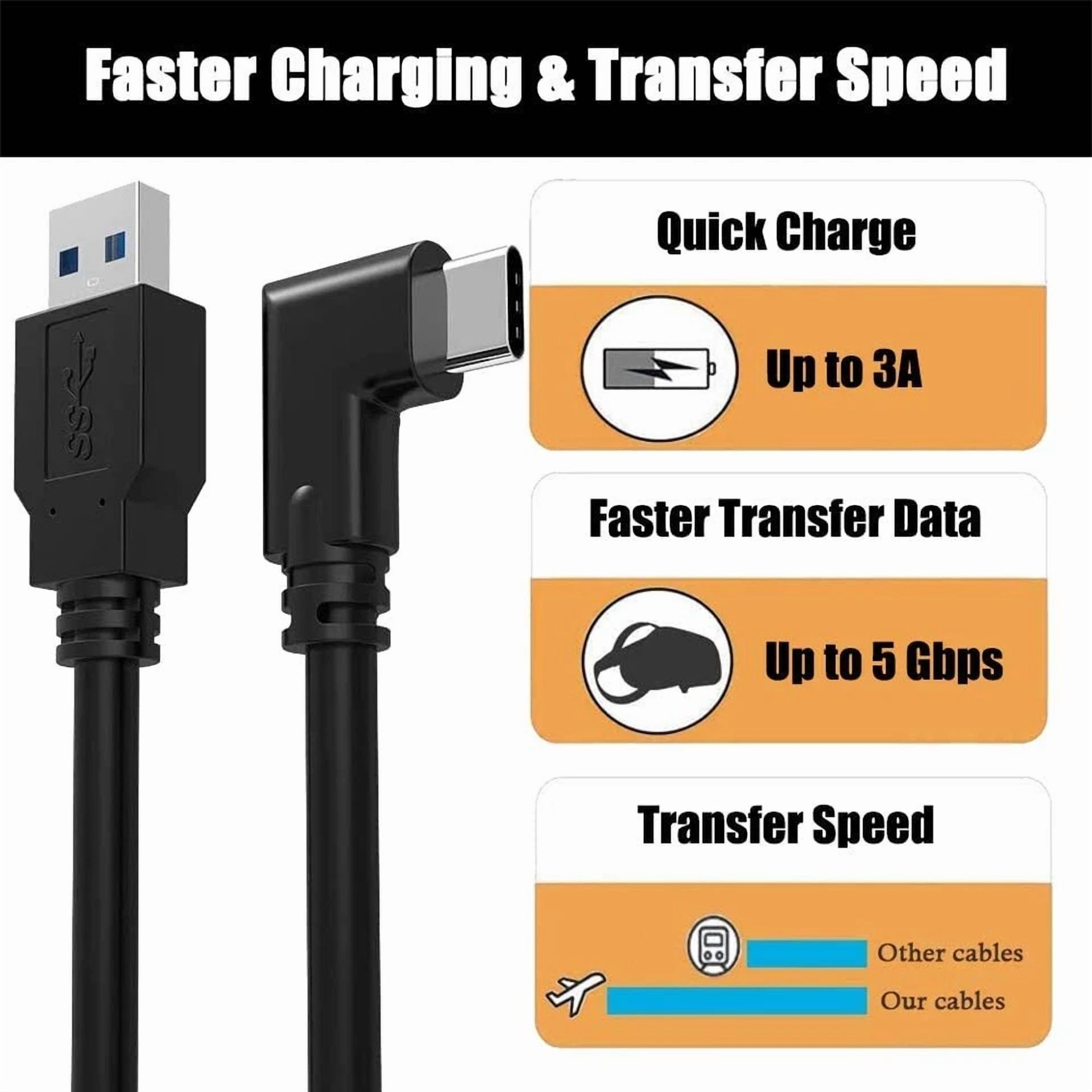 Rhea USB-C to USB-A Link Cable for Oculus Quest 2, High-Speed Data Transfer and Charging Cord (Black, 14 ft) m4per