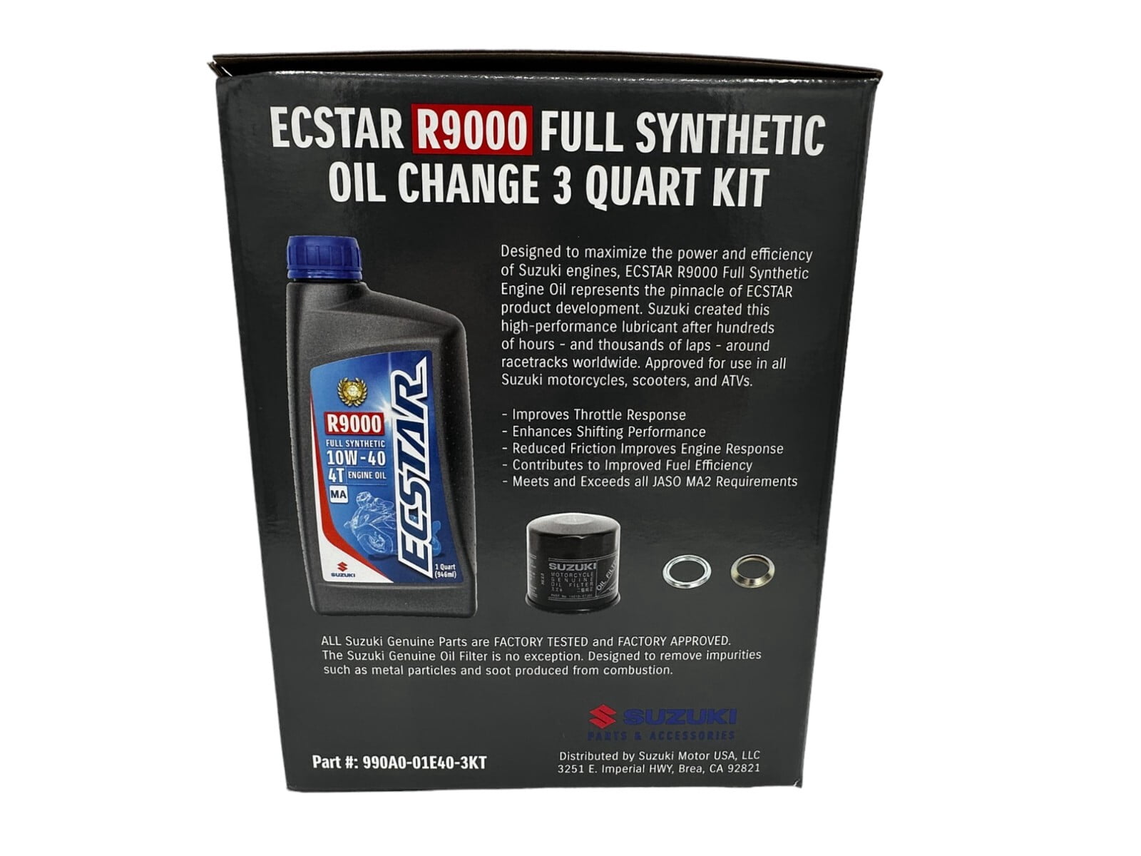 Suzuki Ecstar R9000 FS Full Synthetic Motorcycle Oil Change Kit (4 Quarts) 8fb3b