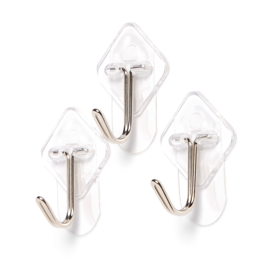 Hyper Tough Removable Hinged Hooks for Wall Organization, Damage-Free Adhesive Strips (Clear, 2 Pack, 1 lb Capacity) dtc66