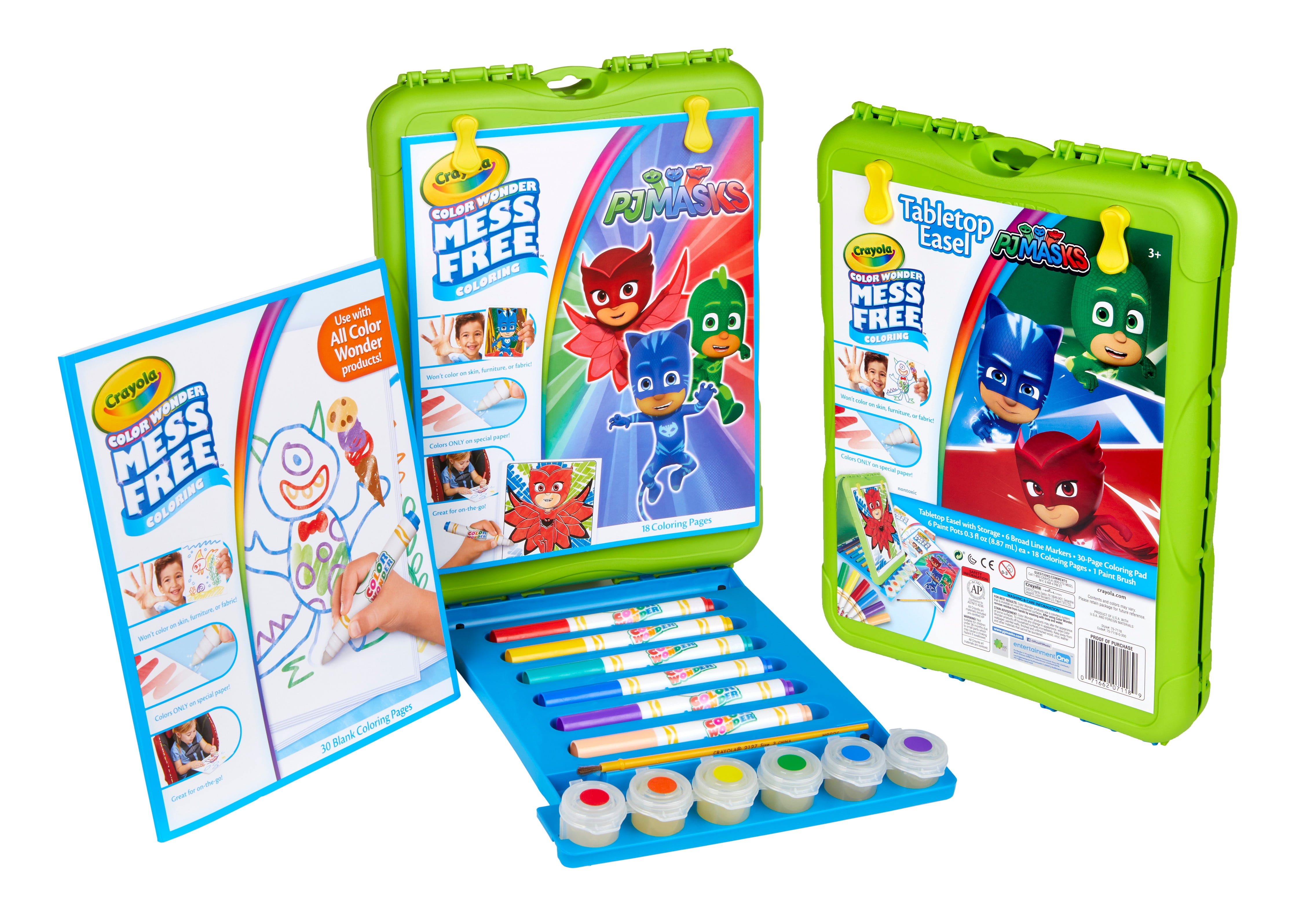 Crayola Color Wonder PJ Masks Travel Easel Activity Set with Mess-Free Markers and 30 Coloring Pages (One Size) cqydh