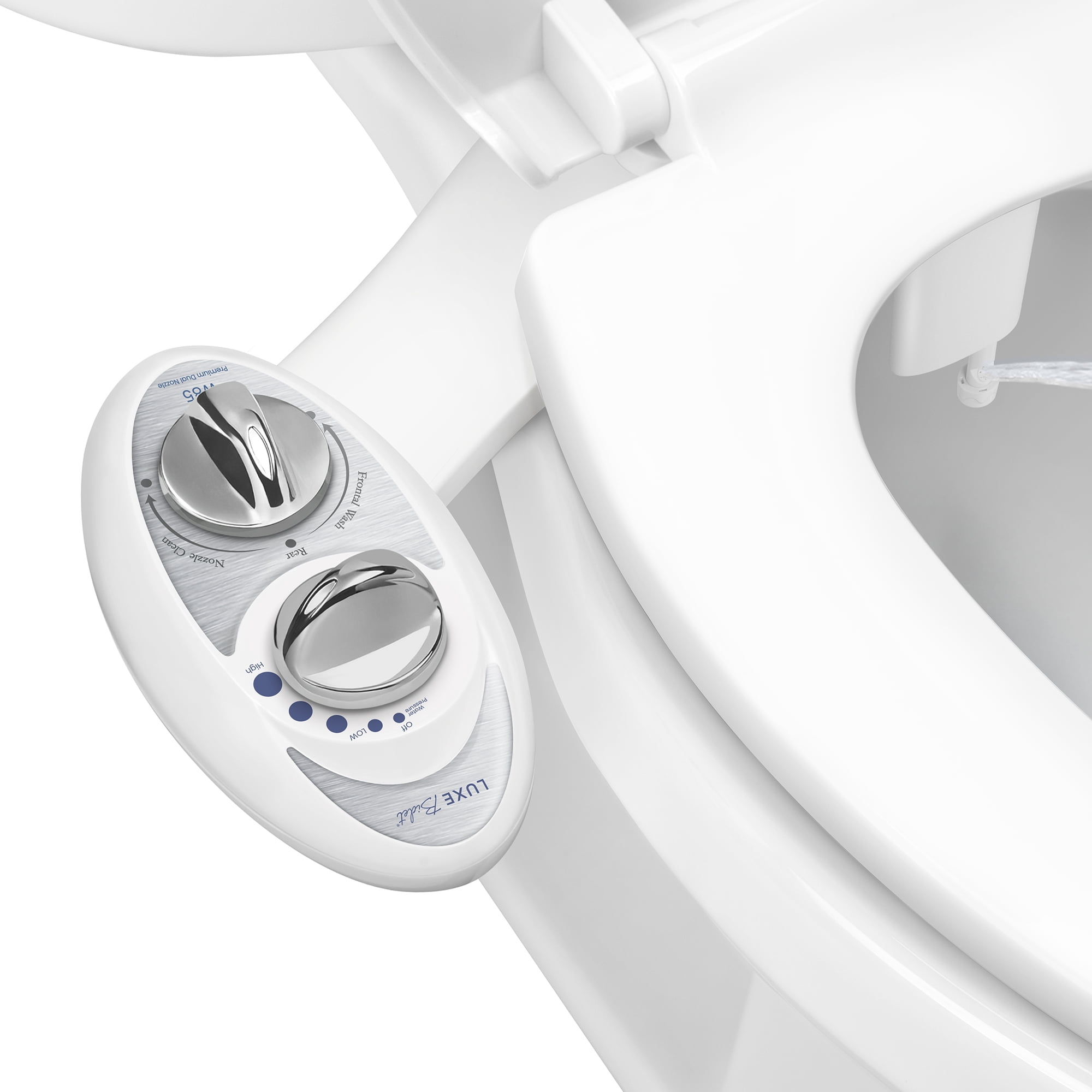 LUXE Bidet W85 Dual Nozzle Non-Electric Toilet Seat Attachment with Self-Cleaning Function (Pearl Gray, 1 Unit) pyixf