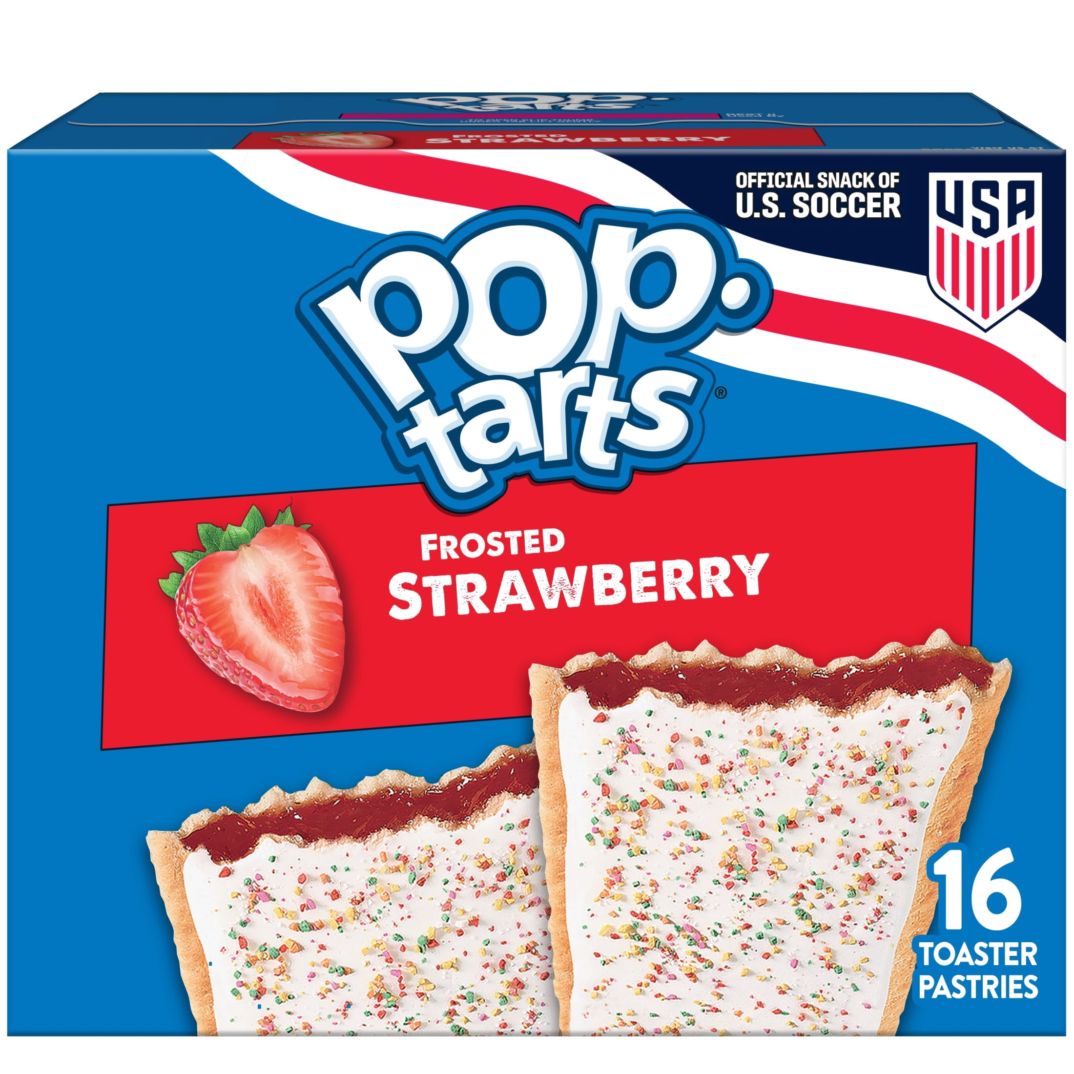 Pop-Tarts Frosted Strawberry Toaster Pastries, Breakfast Snack, Sweet Fruit Filling (27 oz, 16 Count) ev641