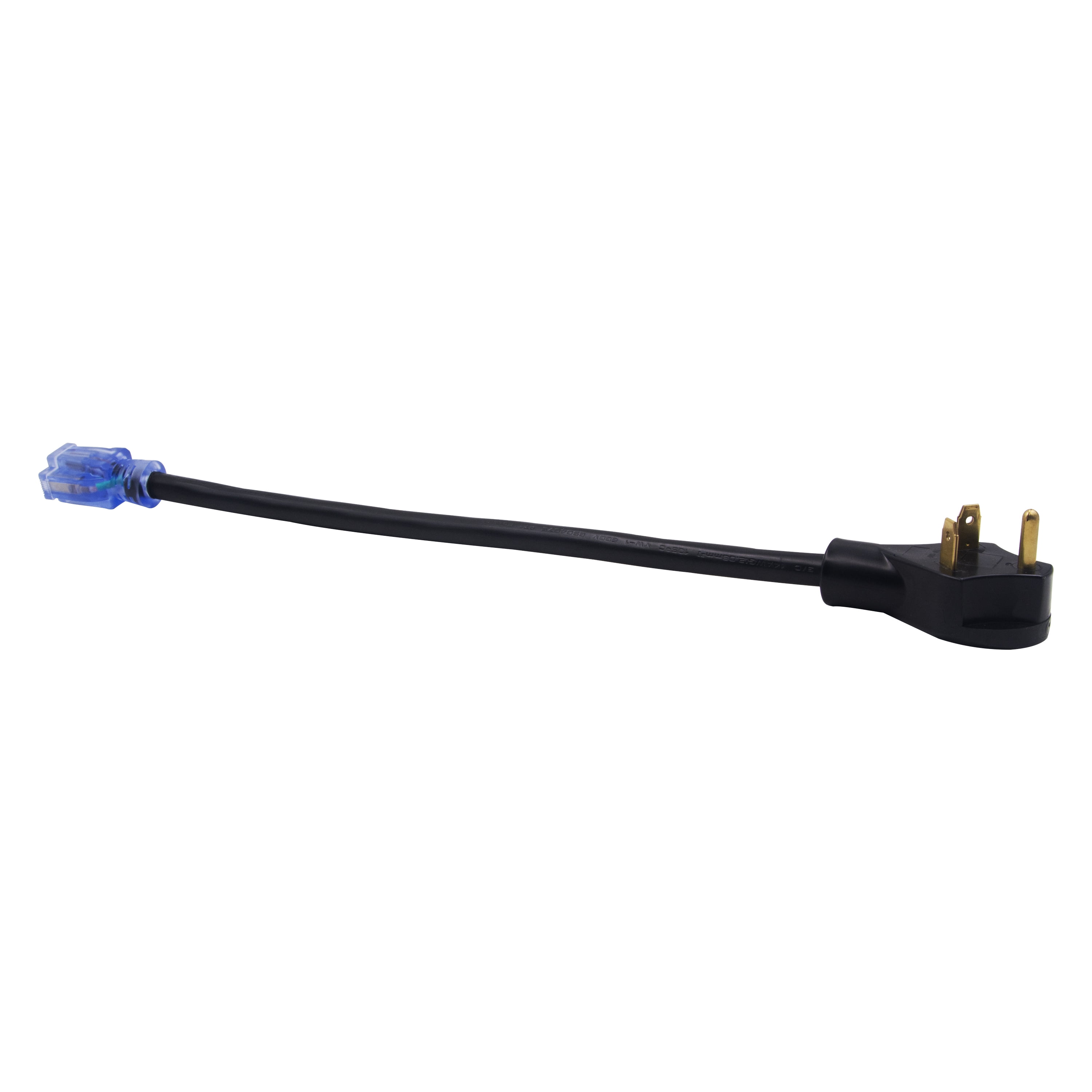 Auto Drive 30 to 15-Amp RV Adapter Extension Cord, Weather-Resistant Power Converter with Lighted End (Black, 1.5 ft) x7778