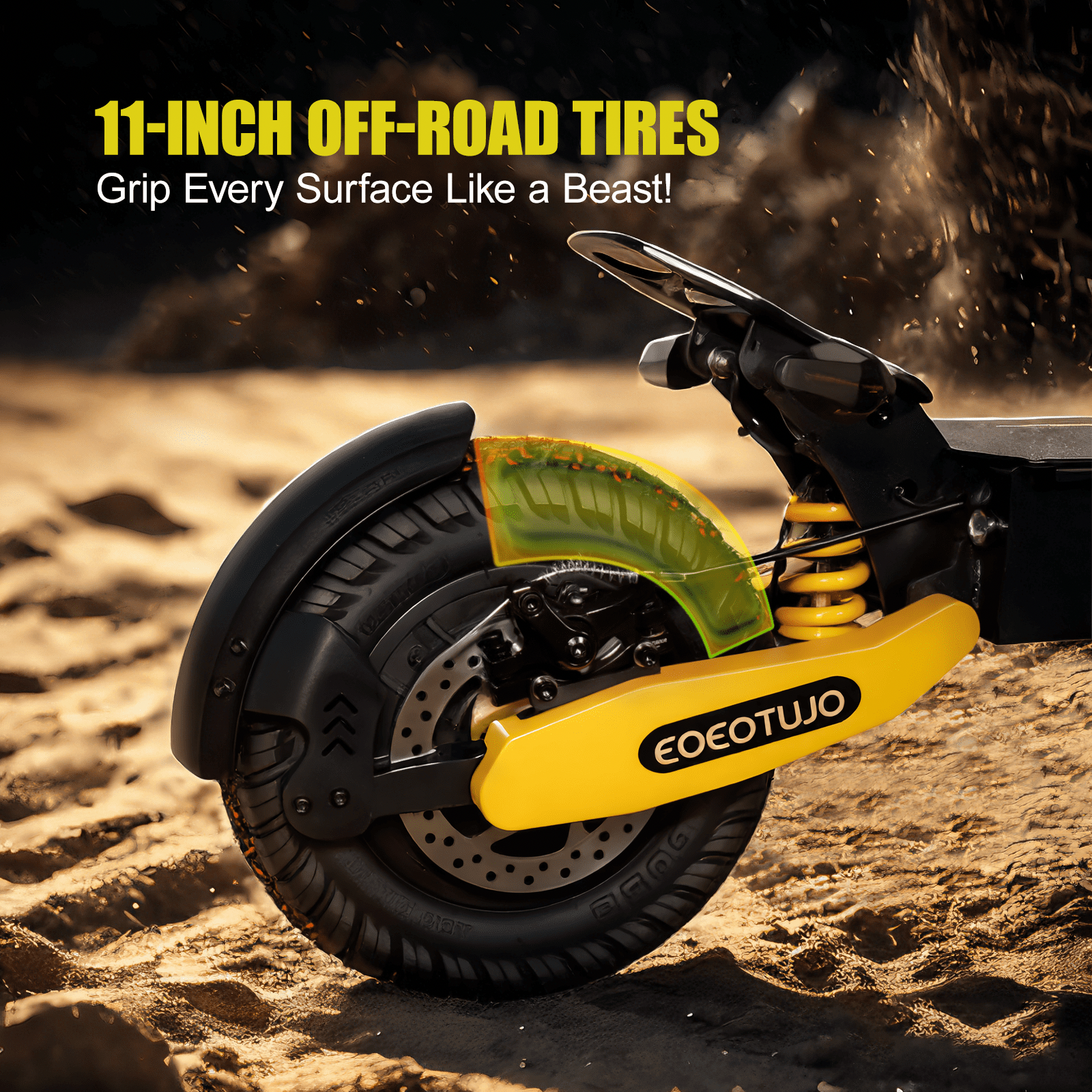 EOEOTWO GT06 Electric Scooter for Adults, 1200W Motor, 30 MPH Fast Commuting E-Scooter with Dual Suspension (Yellow, 330 lb Capacity) tgat4