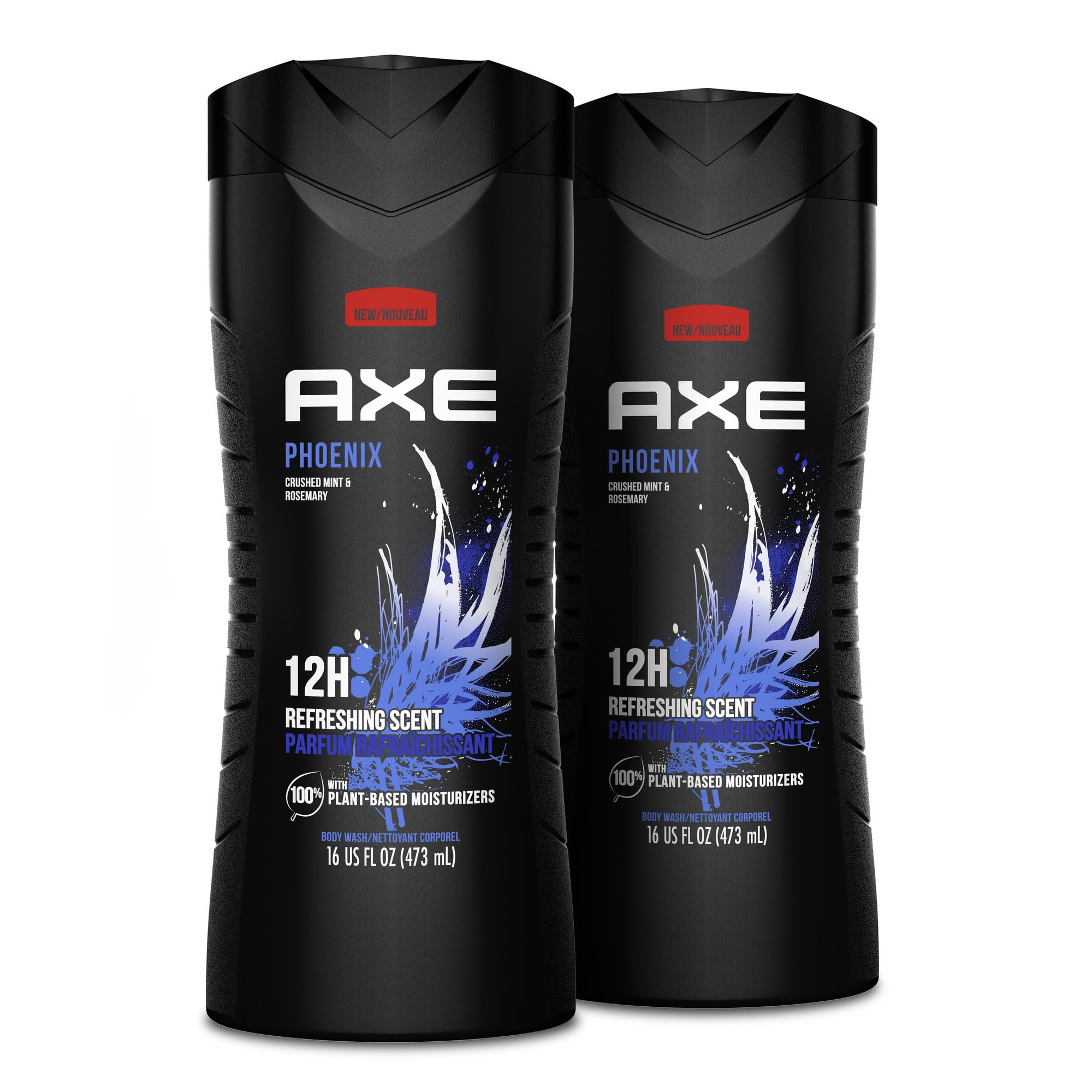 AXE Phoenix Refreshing Men's Body Wash, Crushed Mint and Rosemary Scent, Long-Lasting Freshness (16 fl oz, 2 Pack) 155es