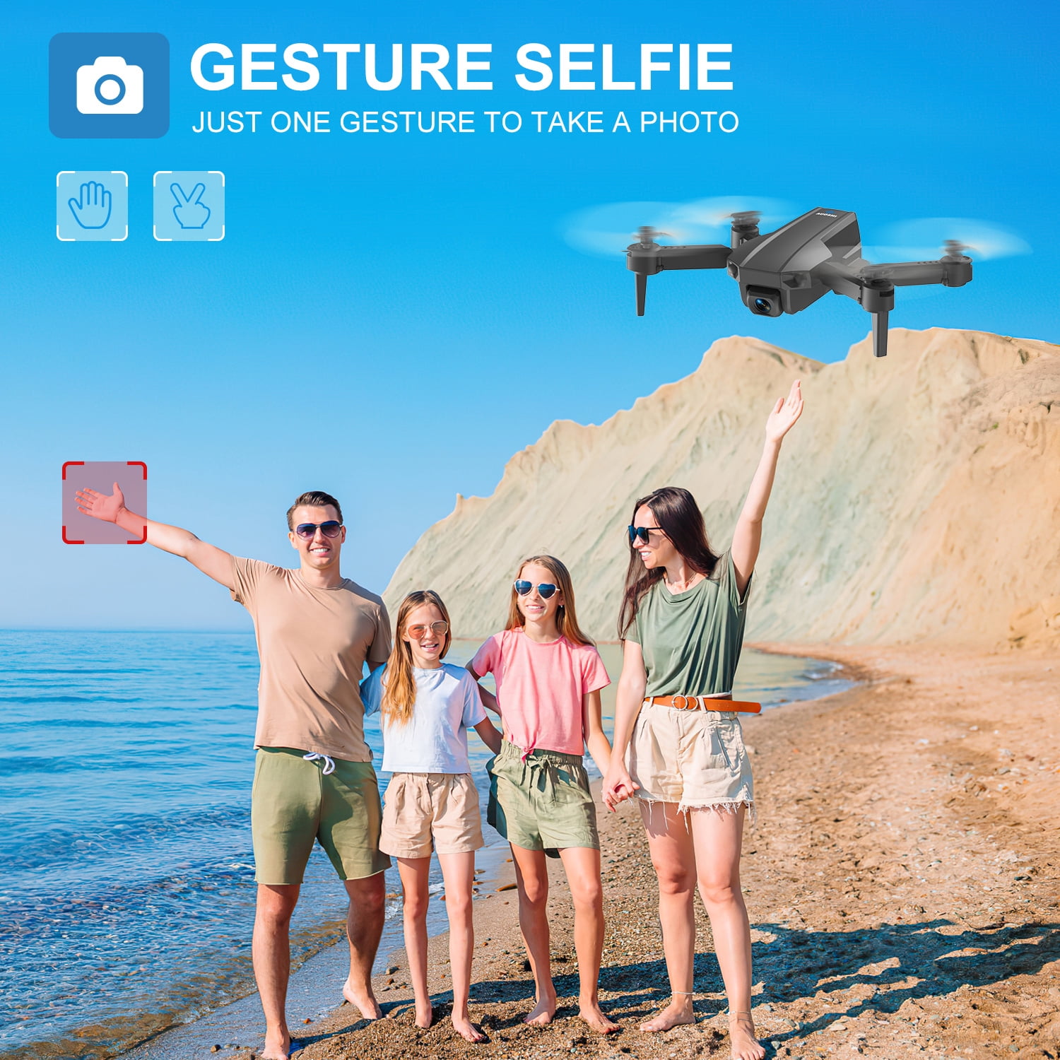 AUOSHI V1 Mini FPV Drone with 1080P HD Camera, Dual Lens, Optical Flow & Gesture Control (Black, 30 Minute Flight Time) dxhli