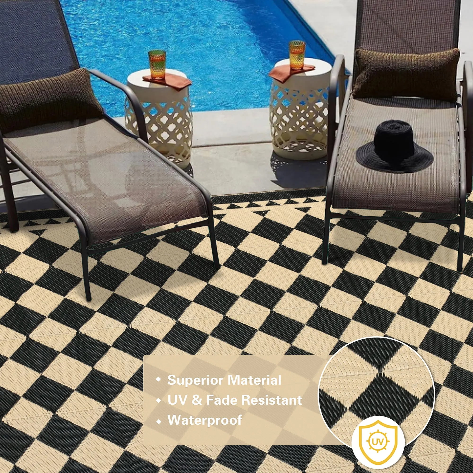Berthmeer Plastic Outdoor Rug Waterproof Patio and RV Area Carpet (5 ft x 8 ft) op9m7