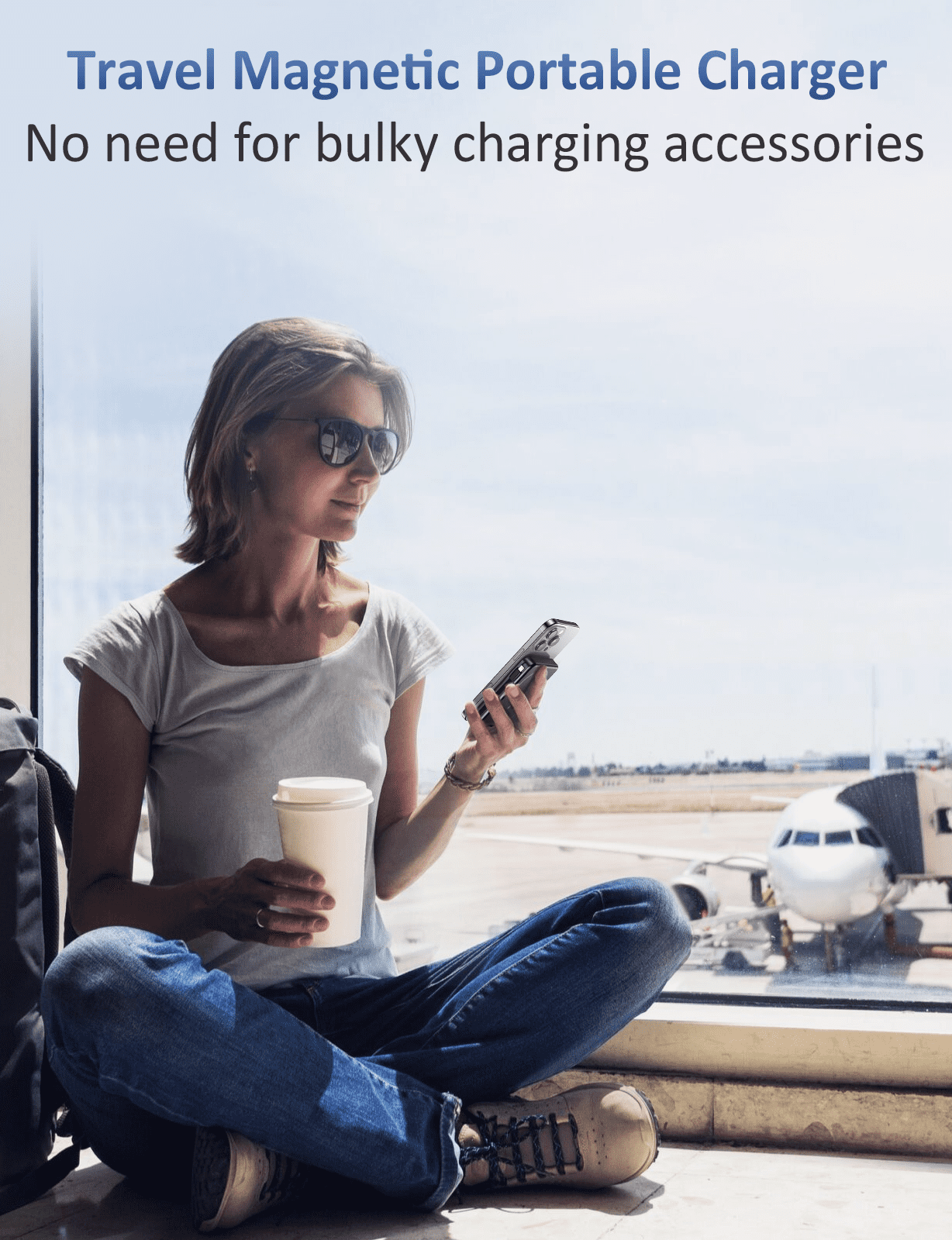 Breezio Magnetic Portable Charger (10000mAh, 20W Fast Charging, 5-in-1 Power Bank with Built-in Cable, Black) 2x8ce