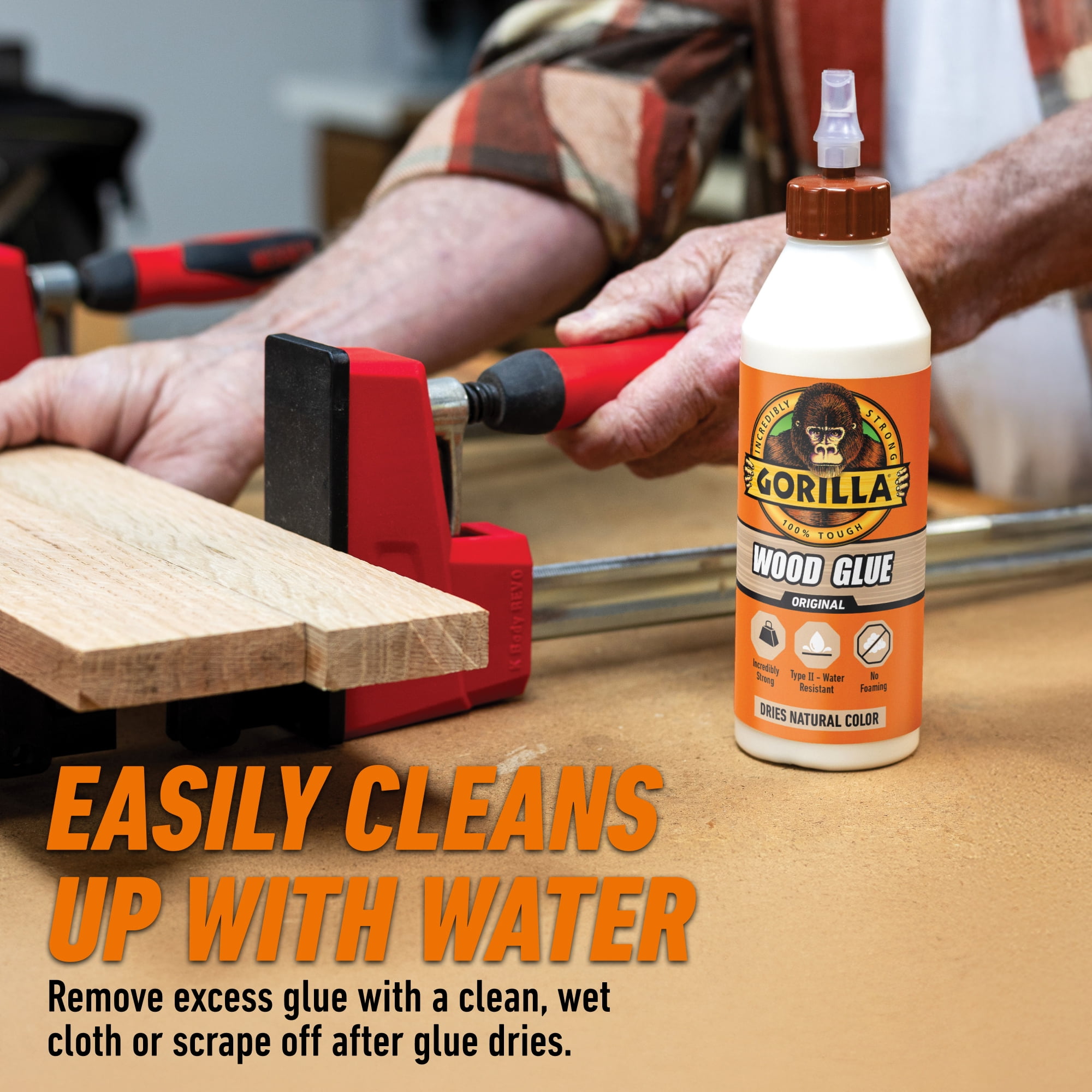 Gorilla Wood Glue, Moisture Resistant Adhesive for Indoor and Outdoor Projects (White, 18 oz) hk7x5