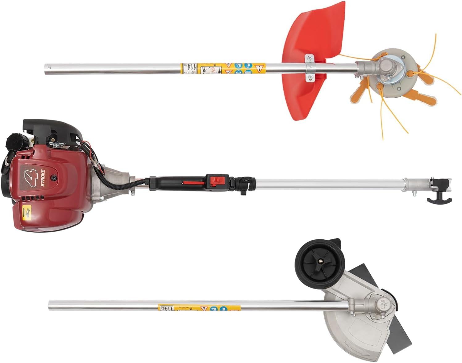 Generic Gas Powered Lawn Edger 35.88CC 4-Stroke String Trimmer with Dual Blade Heads (Red, 35.88CC) 0qjbq