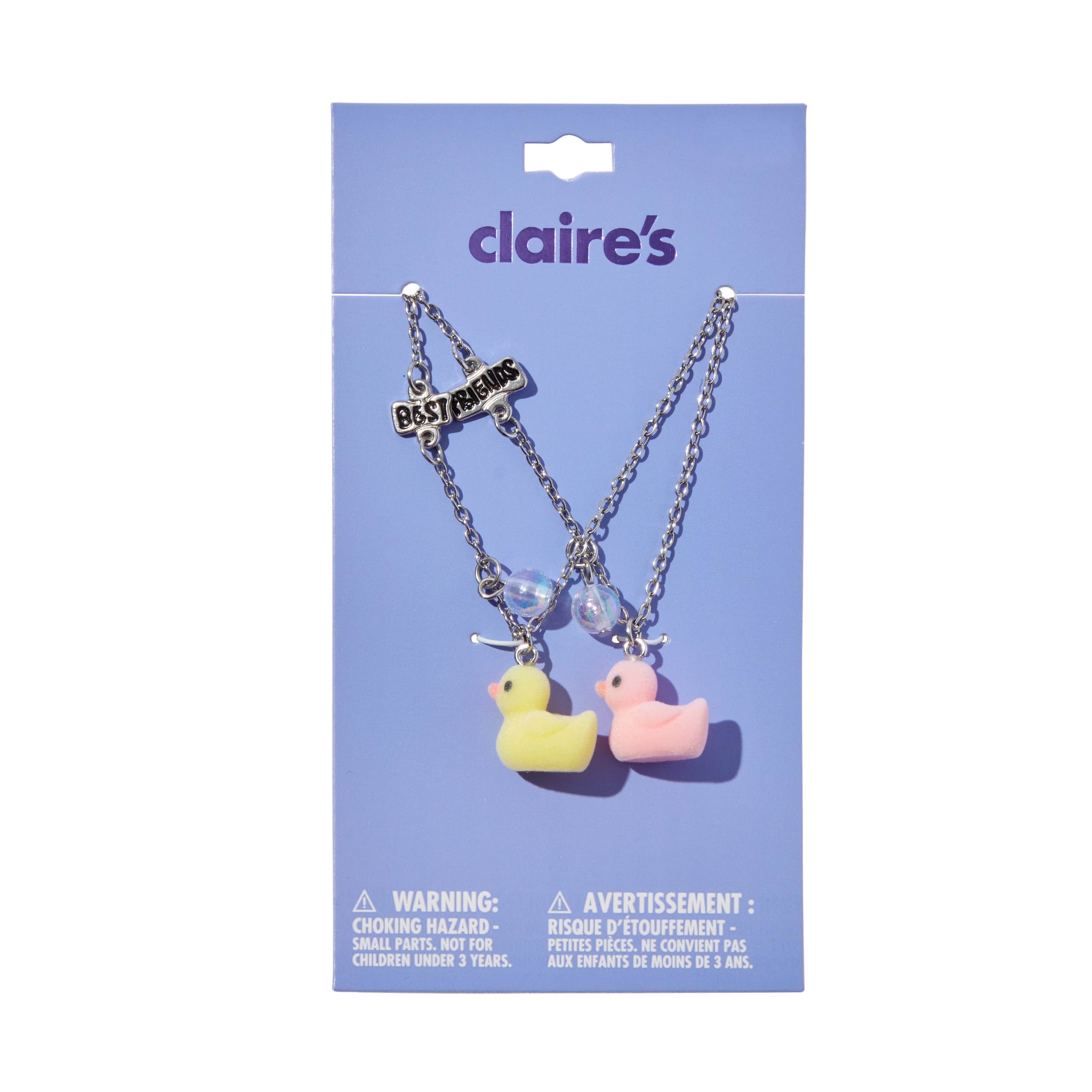 Claire's Best Friends Forever Fuzzy Rubber Ducky Charm Necklaces (Yellow, 2-Pack) 2ci05