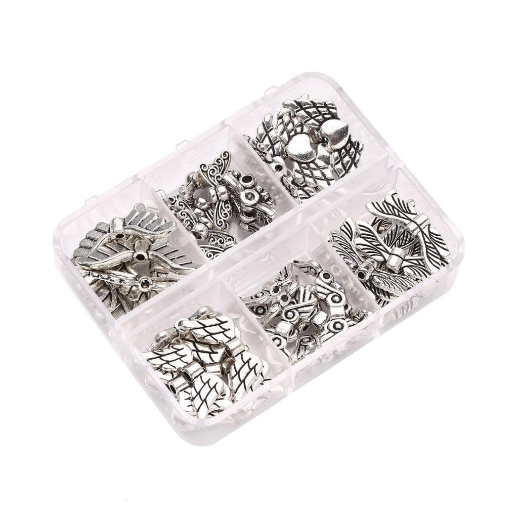 Osdhezcn Angel Wing Beads for Jewelry Making Antique Silver DIY Craft Findings (Silver, 160 Pieces) zuugl