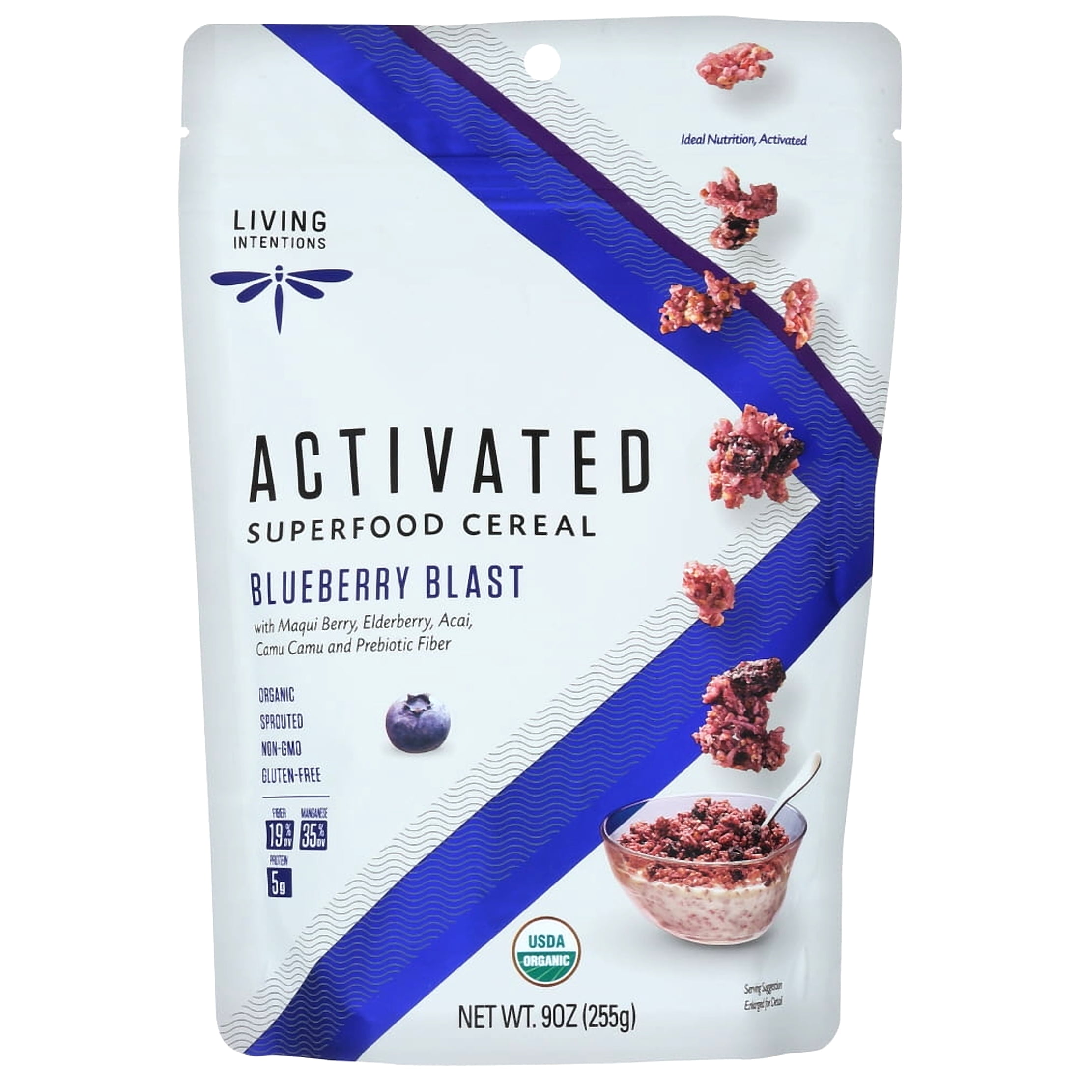 Living Intentions Activated Superfood Cereal, Blueberry Blast, Nutrient-Dense Breakfast Option (9 oz) na4g7