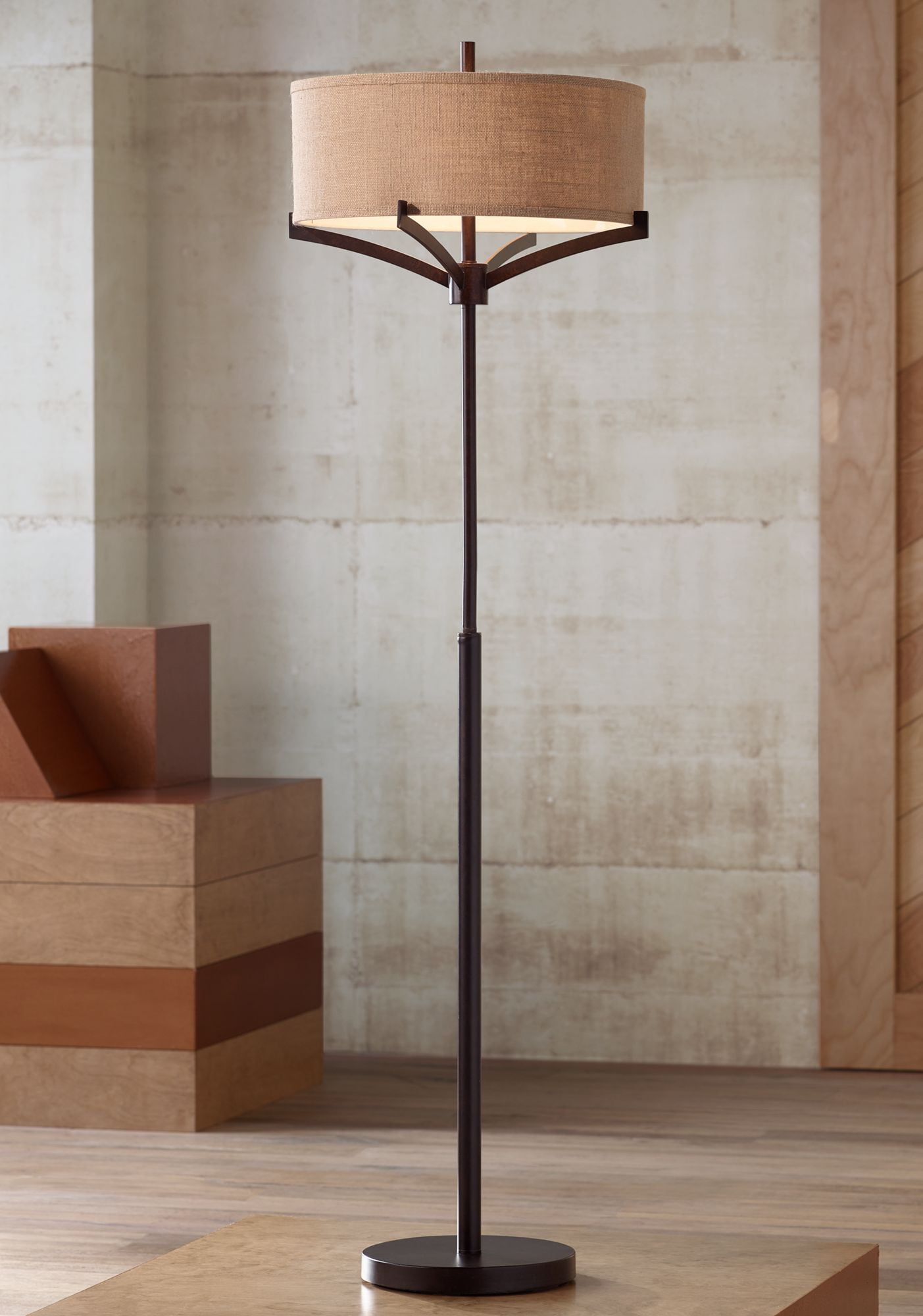 Franklin Iron Works Tremont Mid Century Modern Floor Lamp (Deep Bronze, 62 in) zpvrn