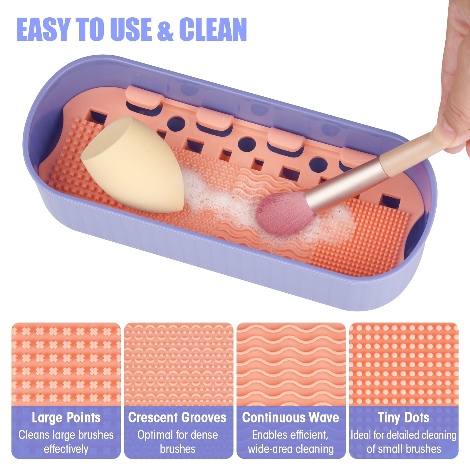 NiHome Portable Makeup Brush Cleaning Organizer and Drying Case (Clear, 8.6 in x 3.5 in x 2.2 in) w9ds4