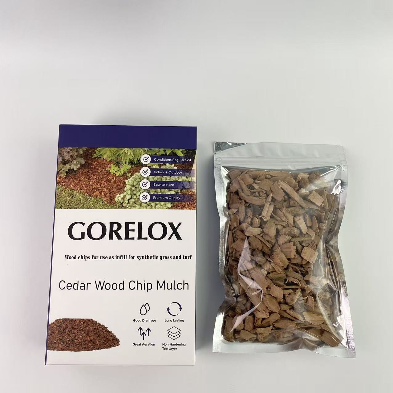 GORELOX Cedar Wood Chip Mulch for Synthetic Grass Infill and Landscaping (Natural, 2 cu ft) mbbus