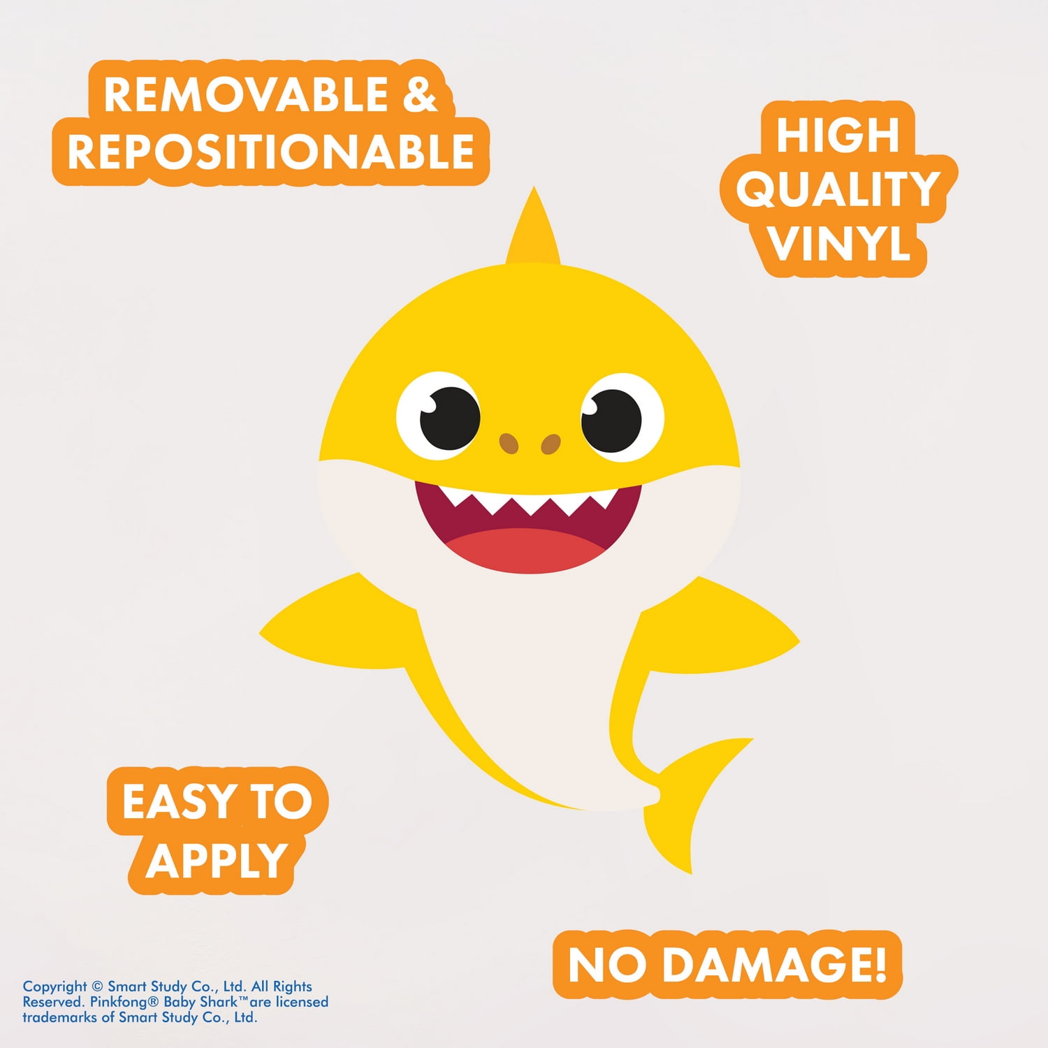Pinkfong Baby Shark Wall Decals with Augmented Reality Interactive Room Decor (5-Piece Set, 9 in to 12 in) fjasf