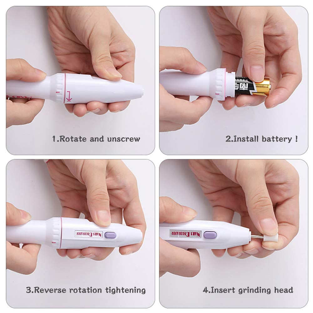 SNNROO 5-in-1 Electric Nail Drill Kit, Professional Manicure and Pedicure File Buffer (White, 1 Set) s41hd