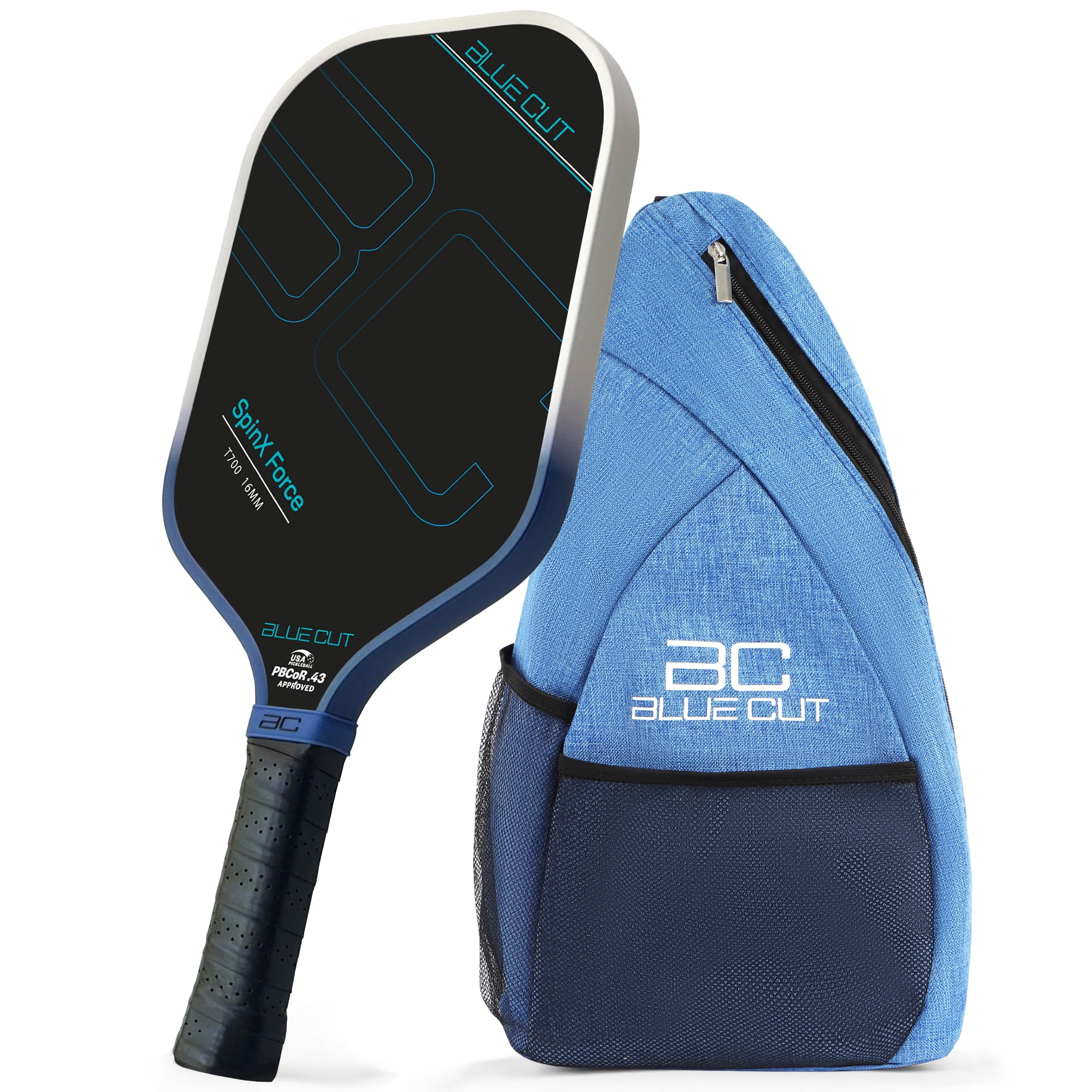 BLUE CUT Pickleball Paddle T700 Carbon Fiber Racket (Blue, 16mm Honeycomb Core) tpont
