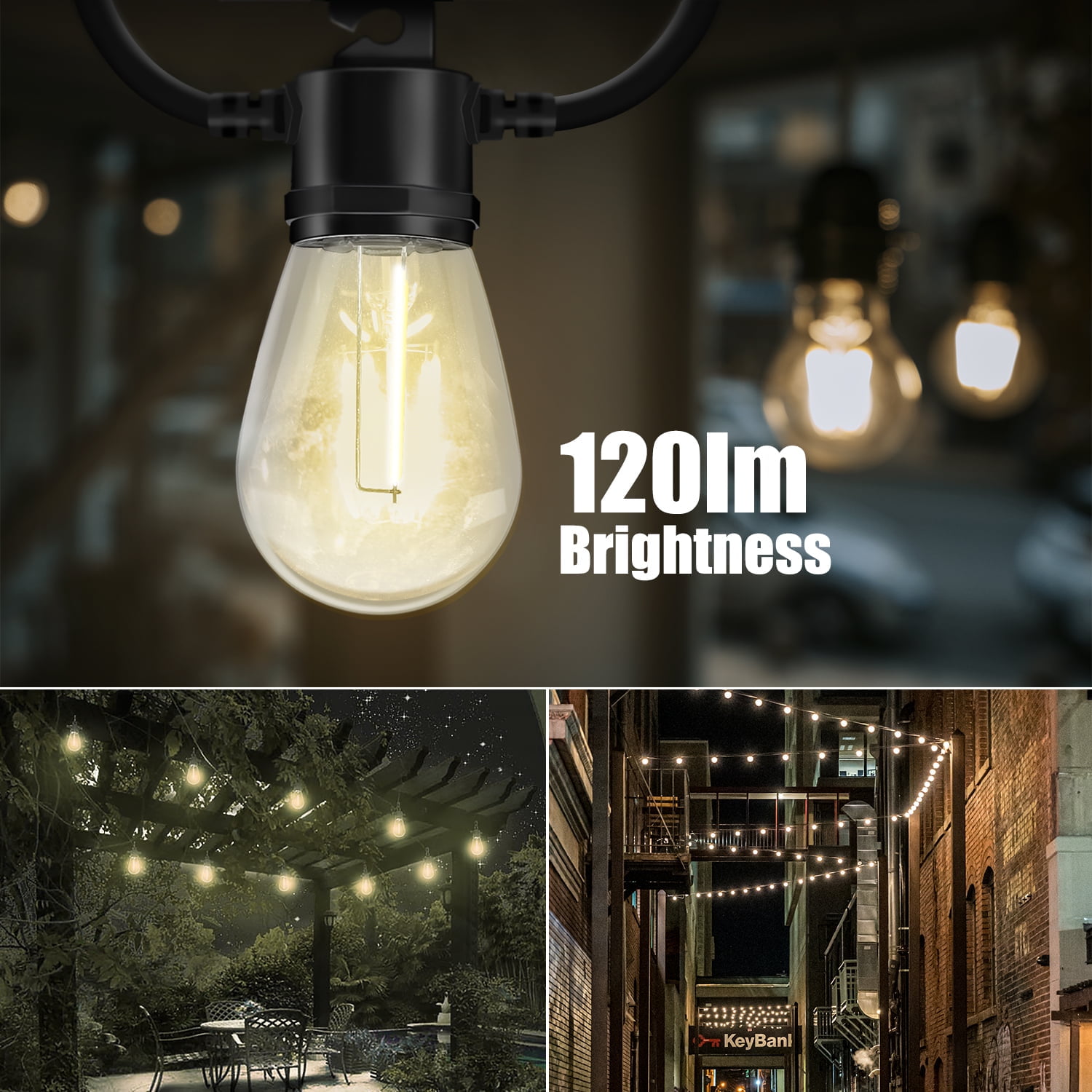 Better Homes & Gardens Solar LED String Lights, Outdoor Weatherproof Decorative Lighting (White, 34 ft) 5dzjd