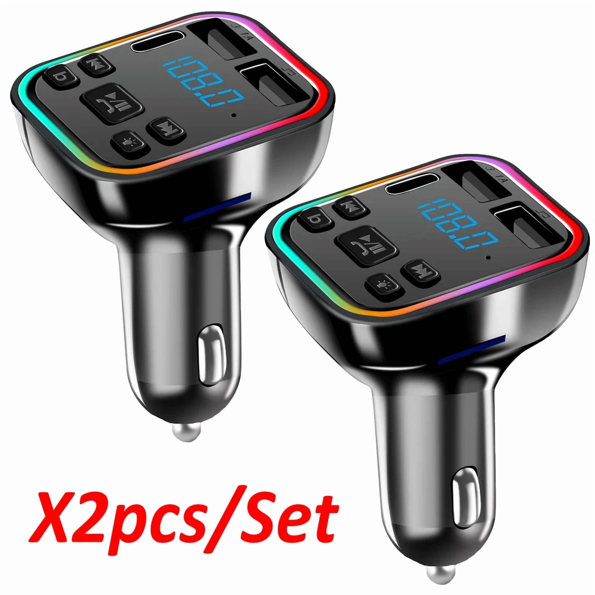 Rhea FM Transmitter Car MP3 Player with Dual USB Charger and Bluetooth Wireless Hands-Free Kit (2 Pack) v2q8m