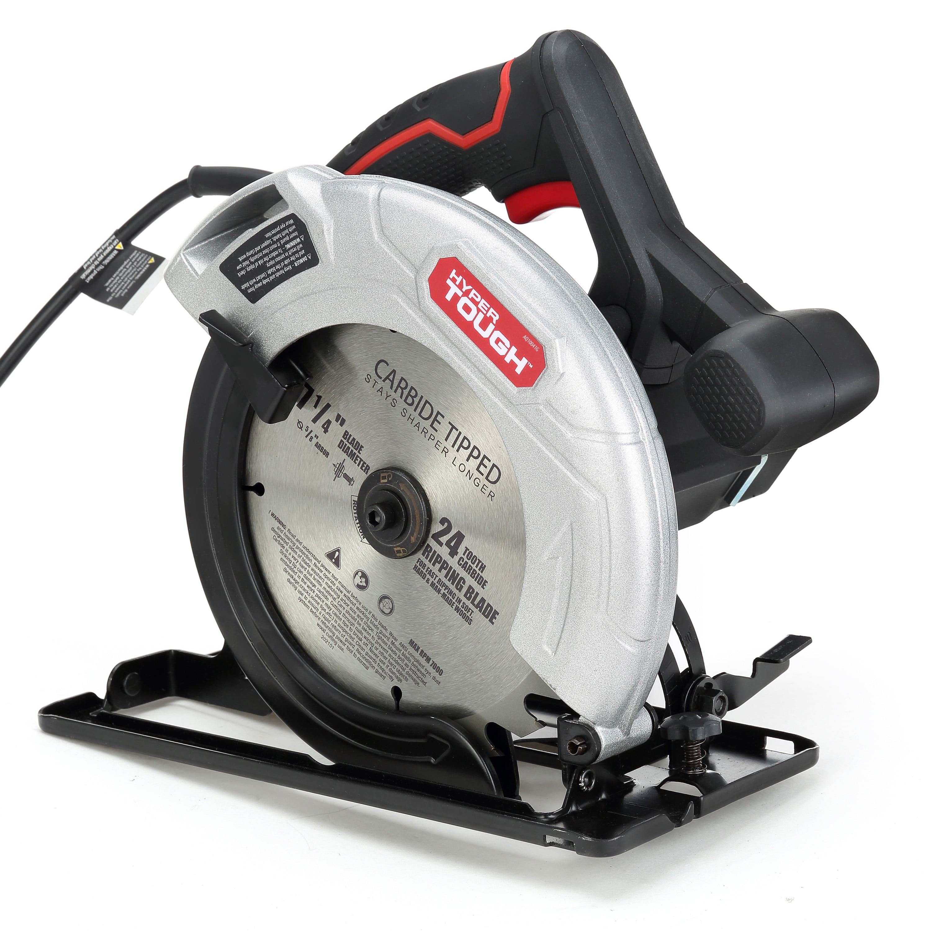 Hyper Tough 12 Amp Corded Circular Saw with Steel Shoe and Adjustable Bevel (7.25 in) fee8g