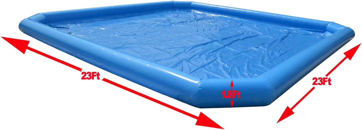 EQCOTWEA Inflatable Water Walking Pool with 110V Blower for Backyard Recreation (Blue, 23x23x1.8 ft) zu1l0