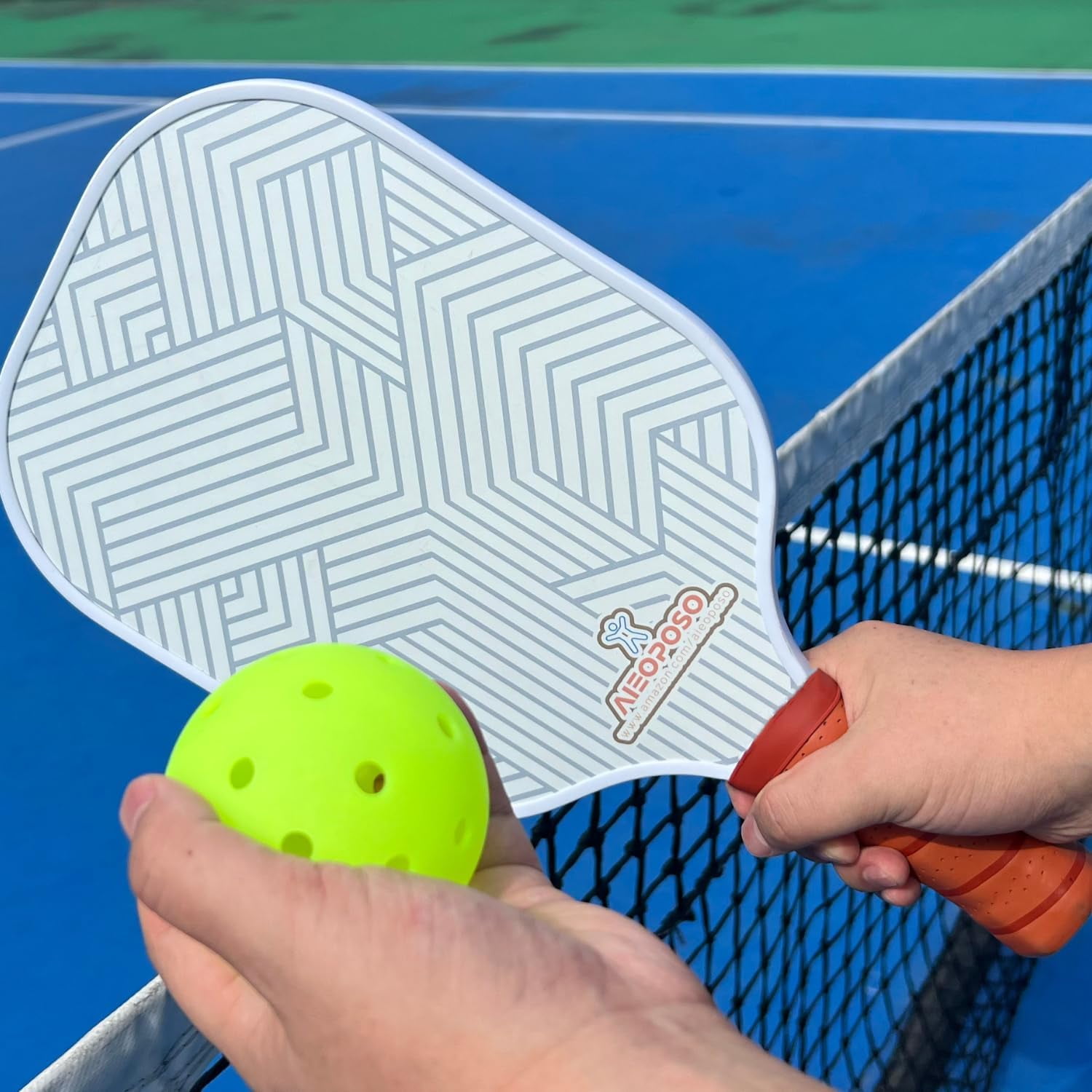 Aieoposo Fiberglass Pickleball Paddle Set with Cover and Wristbands (White, 1 Pack) 6fh86