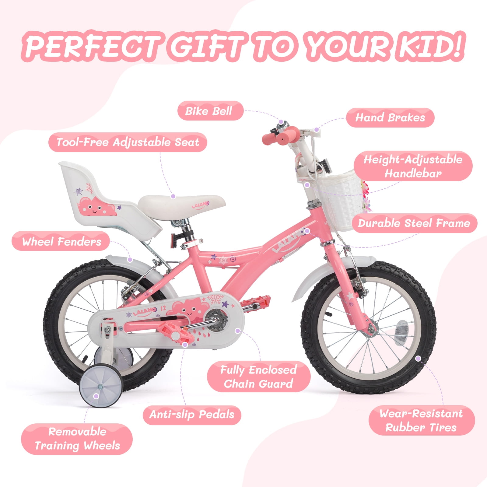 Ktaxon Kids Bike with Training Wheels, Beginner Bicycle for Boys and Girls (Blue, 12 in) hn3f6