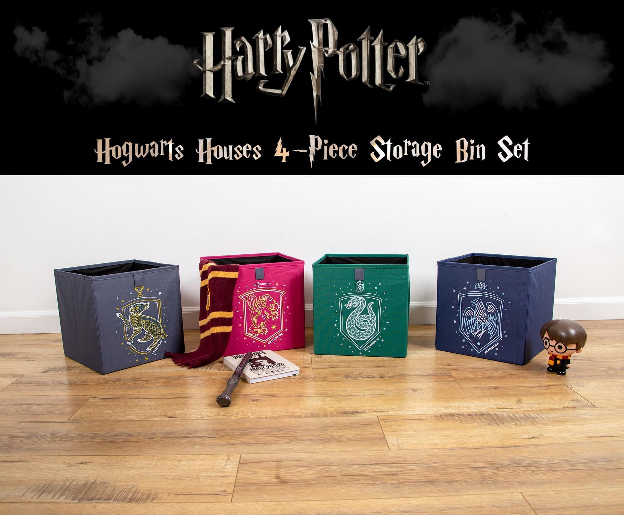 Harry Potter Hogwarts Houses Storage Bin Cube Organizers (Multi-Color, 11 in, Set of 4) ctxfg