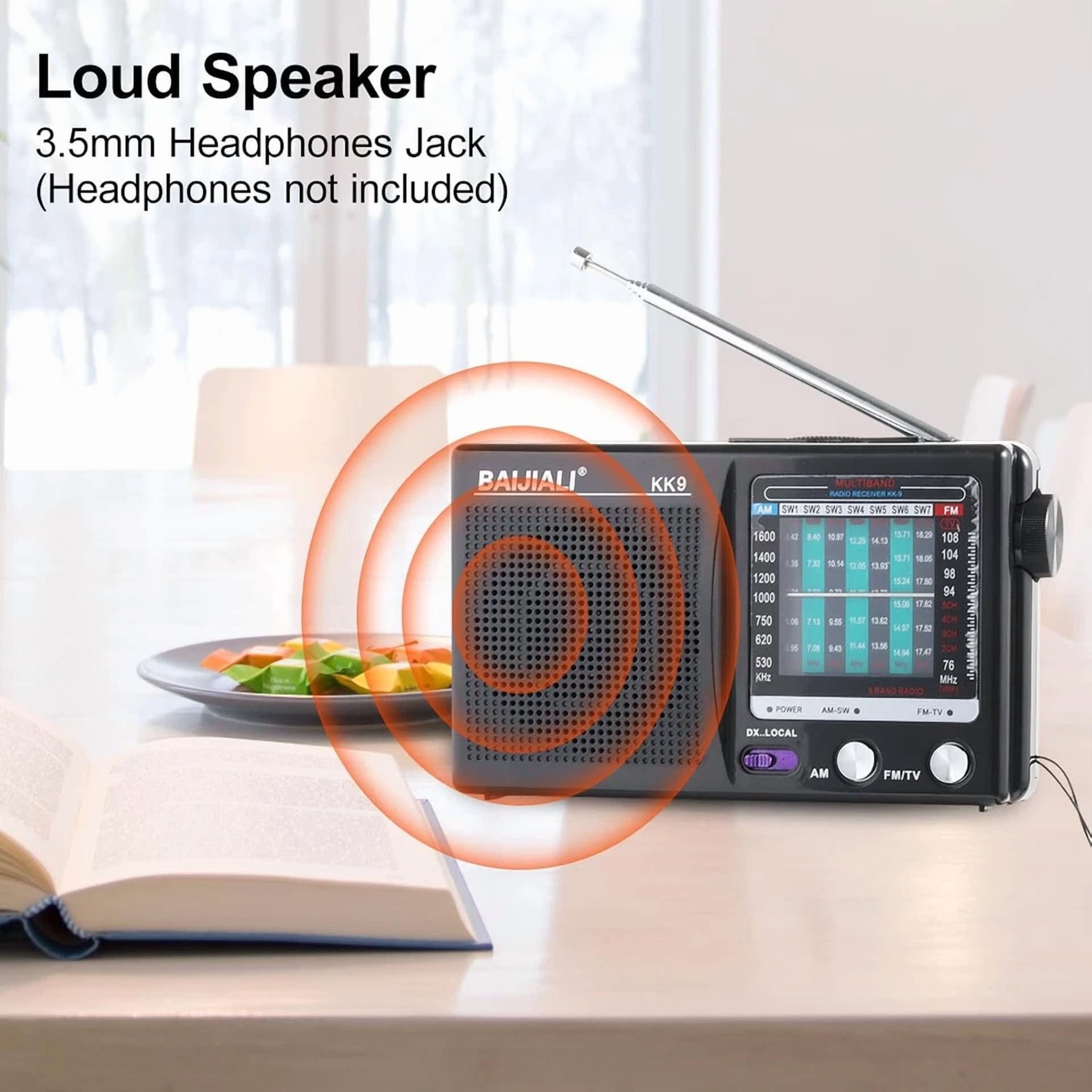 Rhea AM FM Portable Radio with Headphone Jack (Battery Operated, Compact) eelhj