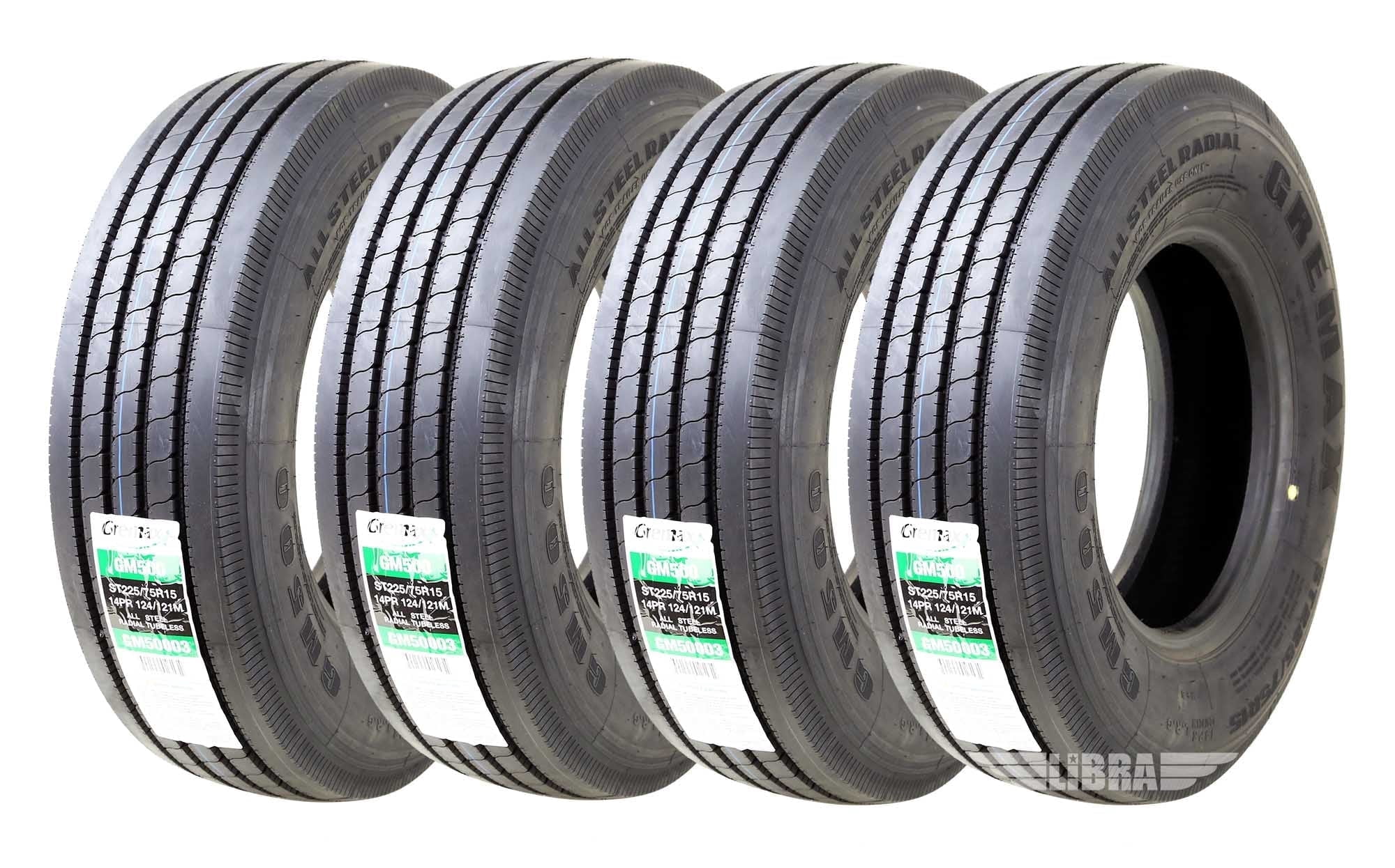 Gremax ST225/75R15 All Steel Trailer Tires (14 Ply, Load Range G, Set of 4) qs3fc