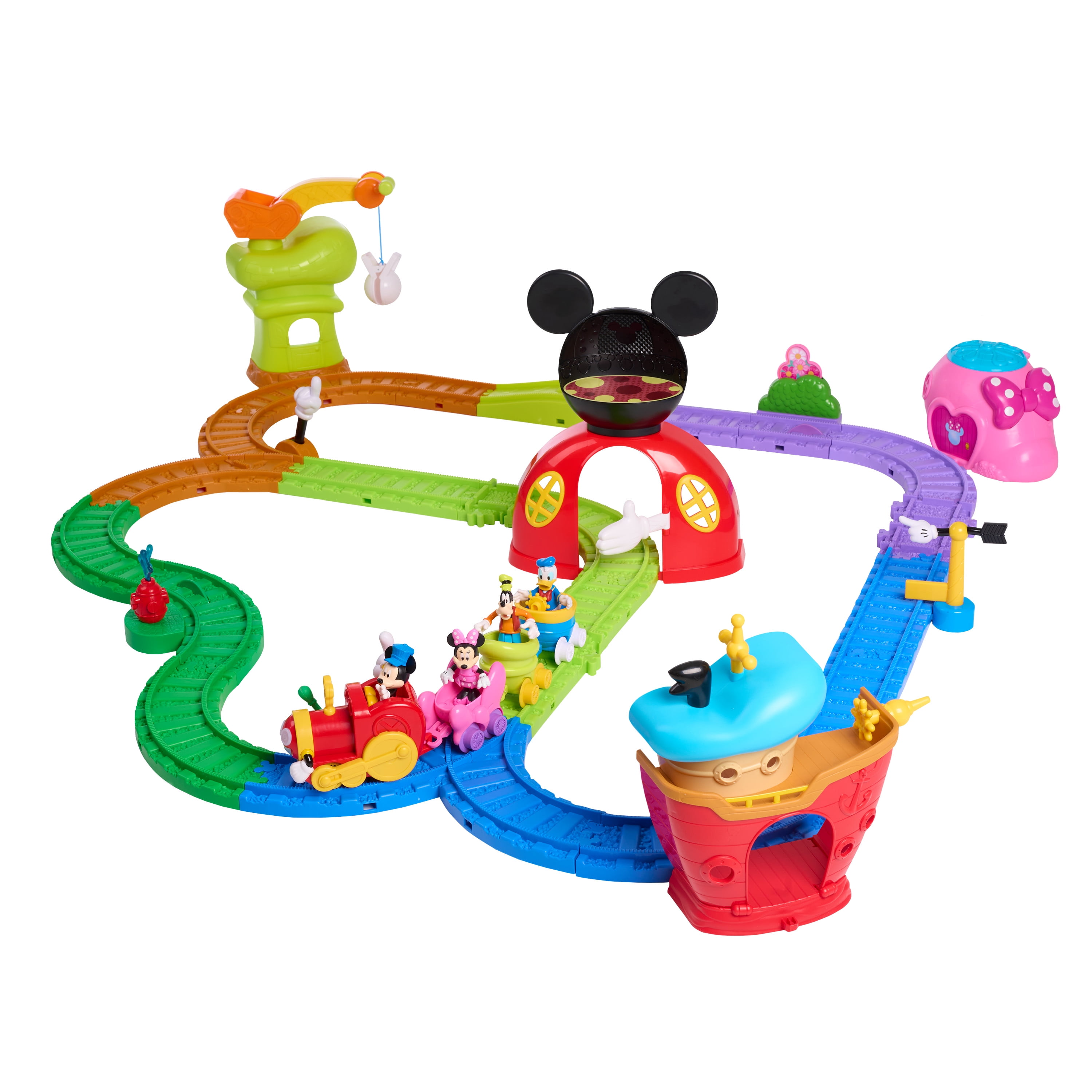 Mickey Mouse Clubhouse Fun Track Set, Motorized Remote Control Train with 4 Figures (43 Pieces) otn4q
