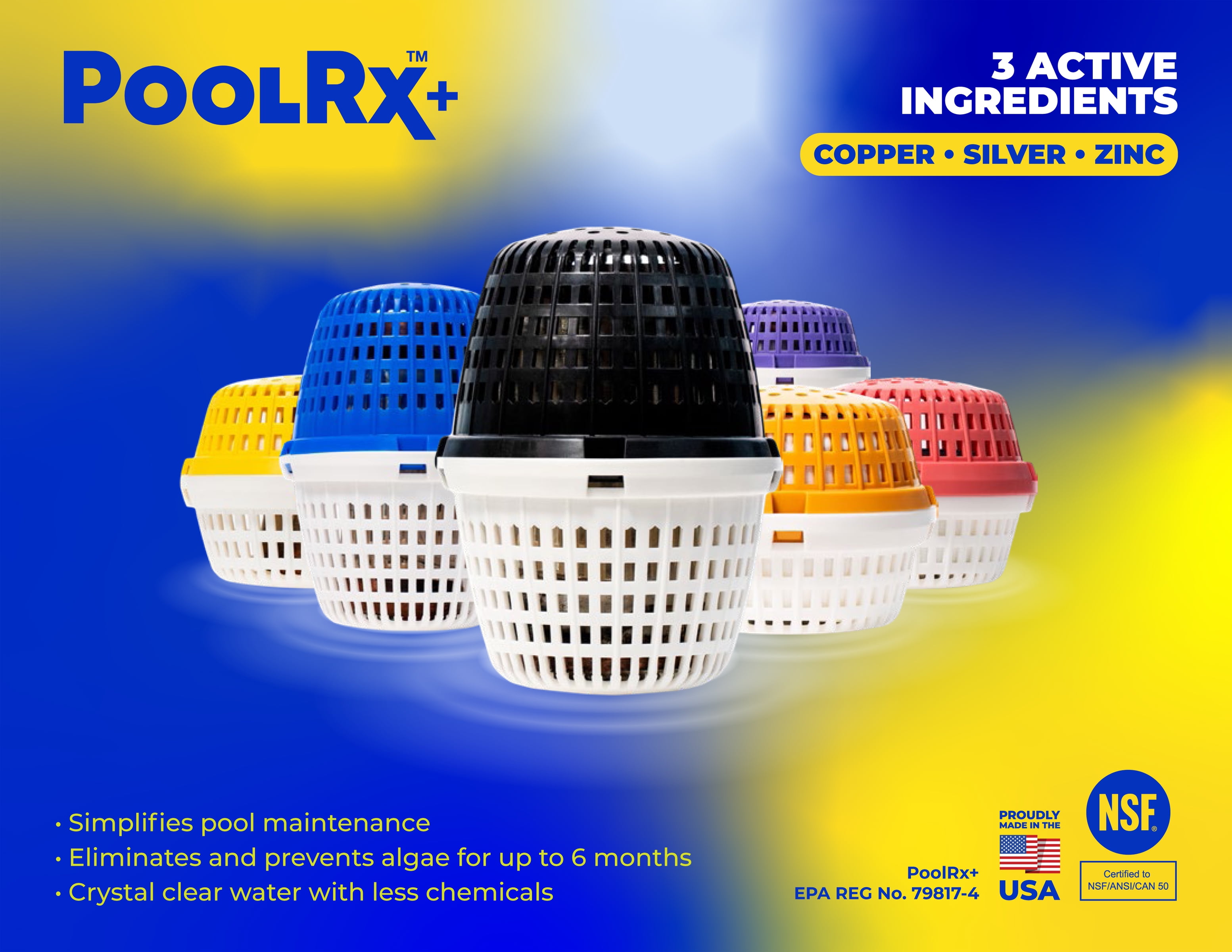 PoolRx+ Swimming Pool Algaecide Mineral Treatment (Black, 1 Tablet, 20k-30k Gallons) en4mn