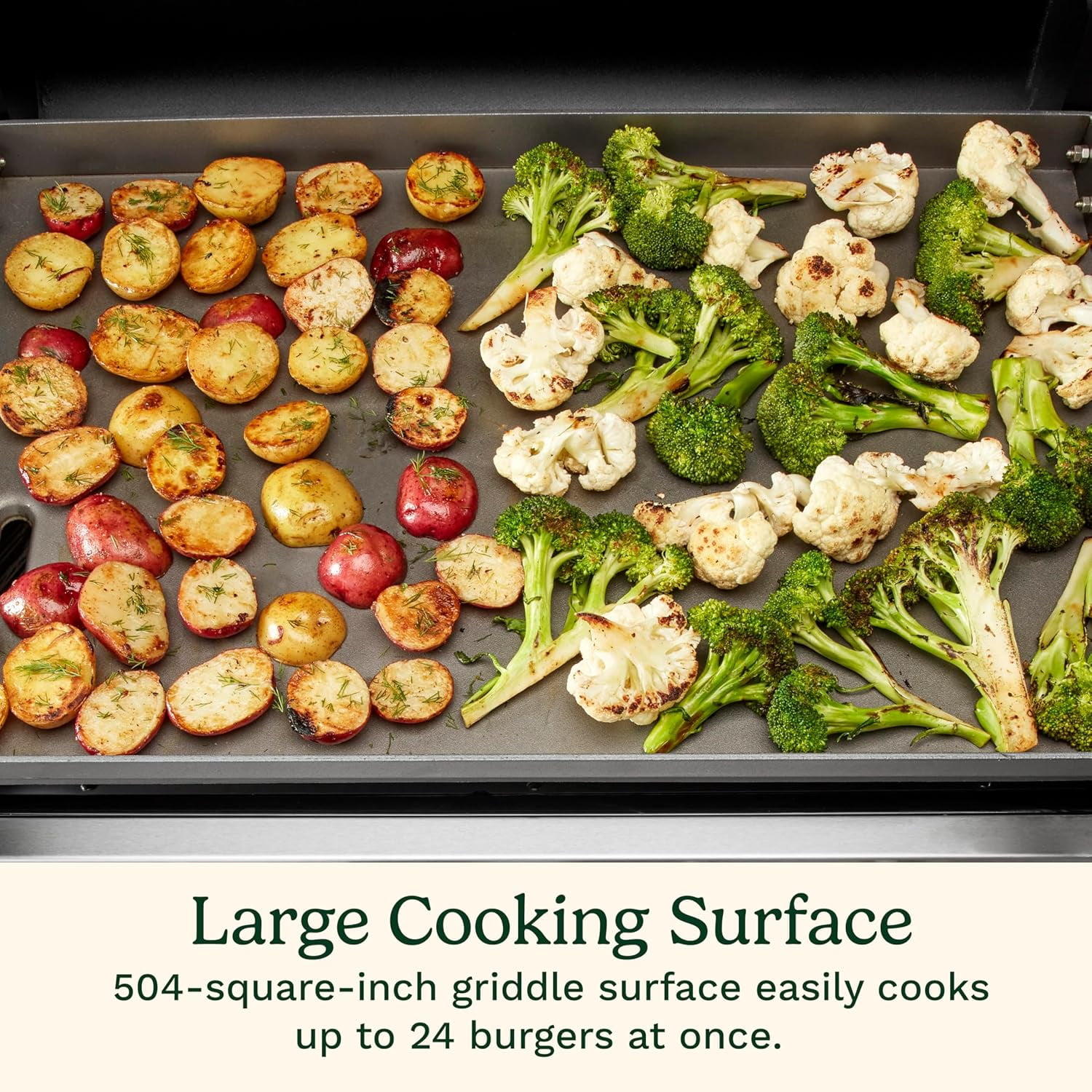 Cuisinart 28 in Outdoor Griddler and Broiler Combo, 2-in-1 Carbon Steel Flat-Top Grill with Hood (Black, 28 in) wvtl0