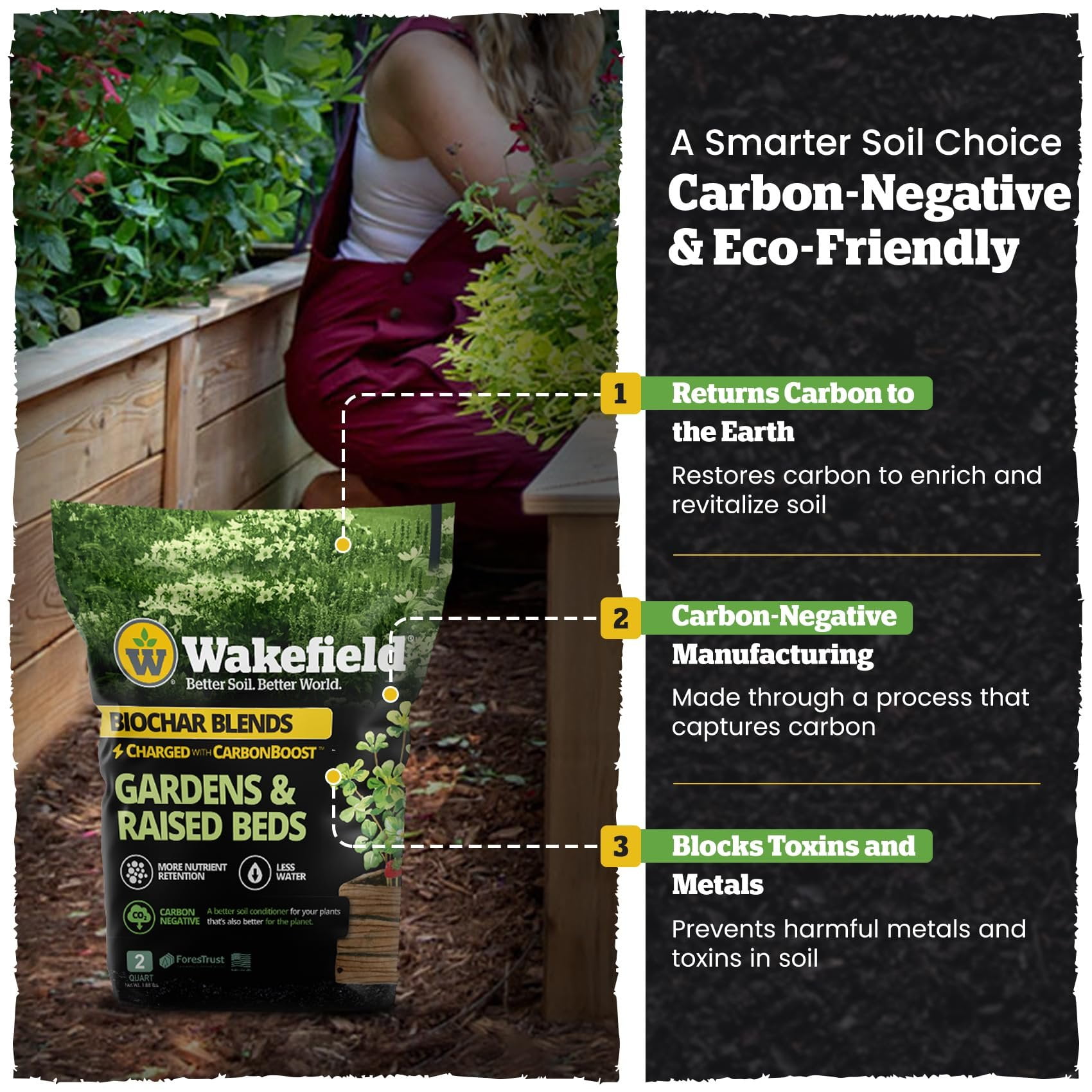 Wakefield Biochar Blend Garden Soil with CarbonBoost (2 Quarts) 7yhw2