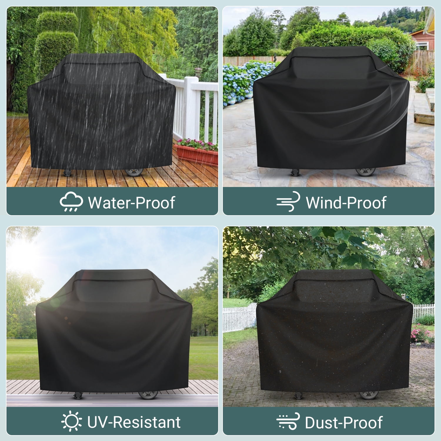 Unicook Heavy Duty Waterproof Gas Grill Cover for 3-4 Burner BBQ Grills (Black, 53 in) r3qvc