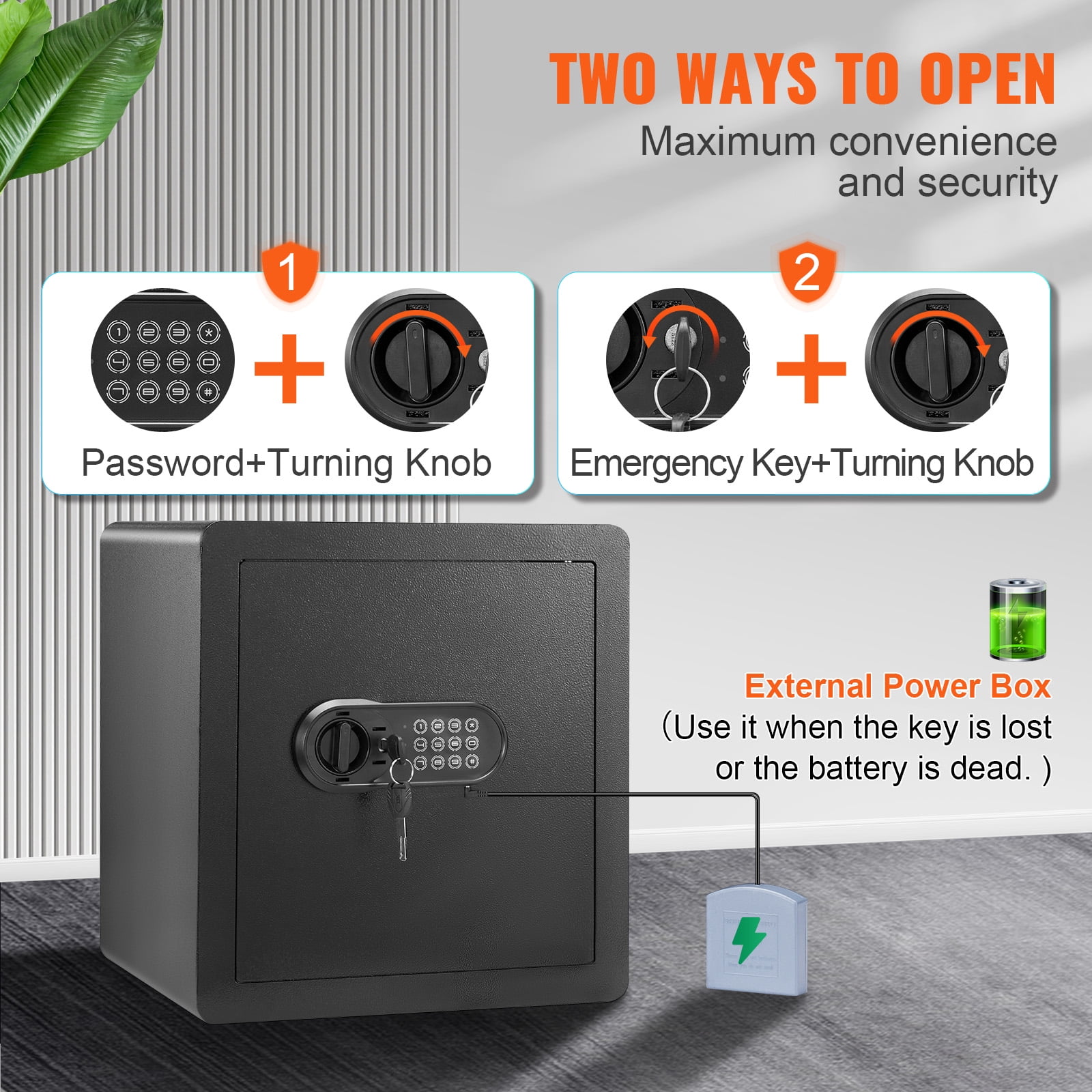 VEVOR Security Safe Box with Digital Electronic Lock and LED Light (Gold, 1.8 Cubic Feet) 3l5c3
