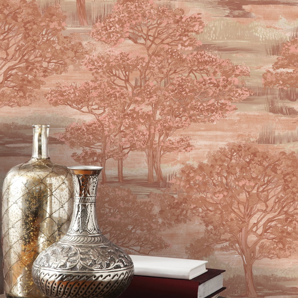 Tempaper Forest Toile Peel and Stick Wallpaper, Removable Self-Adhesive Wall Decor (Red, 20.5 in x 16.5 ft) 269ak